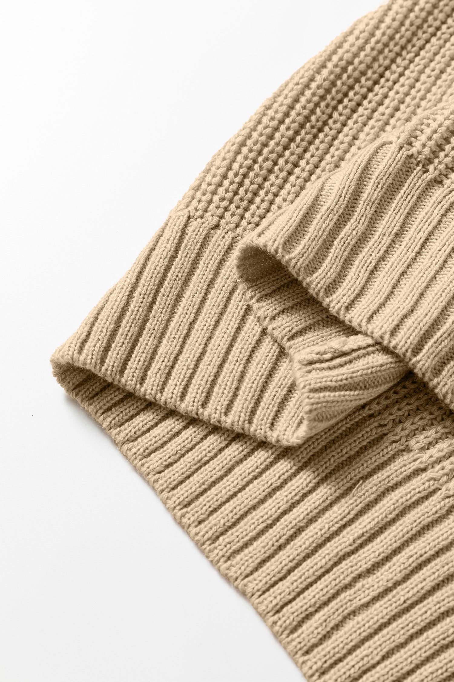 Light French Beige Round Neck Knit Contrast Short Sleeve Patchwork Sweater Top-TOPS / DRESSES-[Adult]-[Female]-2022 Online Blue Zone Planet