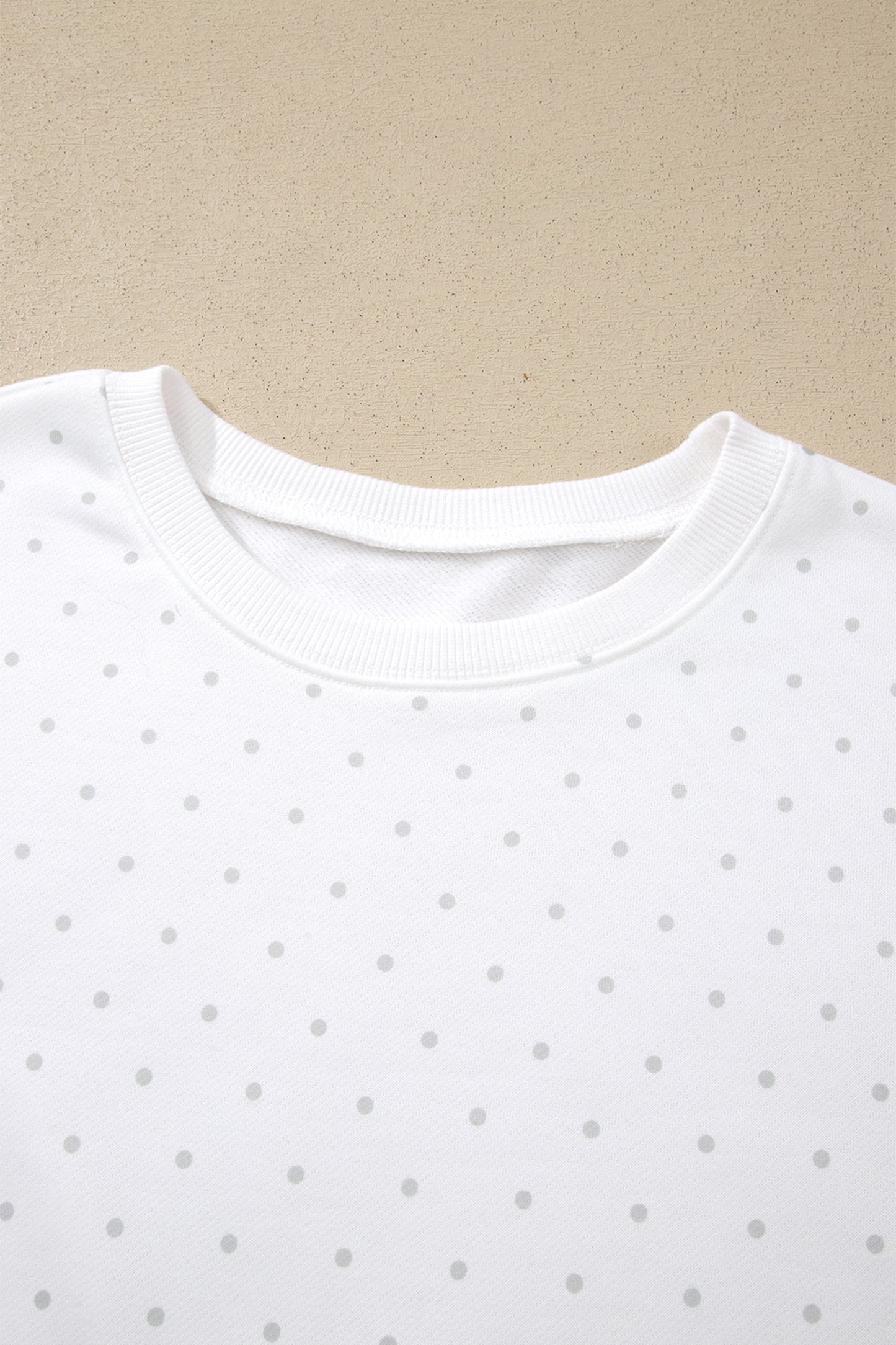 White Polka Dot Print Side Stripe Detail Casual Sweatshirt 2pcs Short Set-Two Piece Sets/Short Sets-[Adult]-[Female]-2022 Online Blue Zone Planet