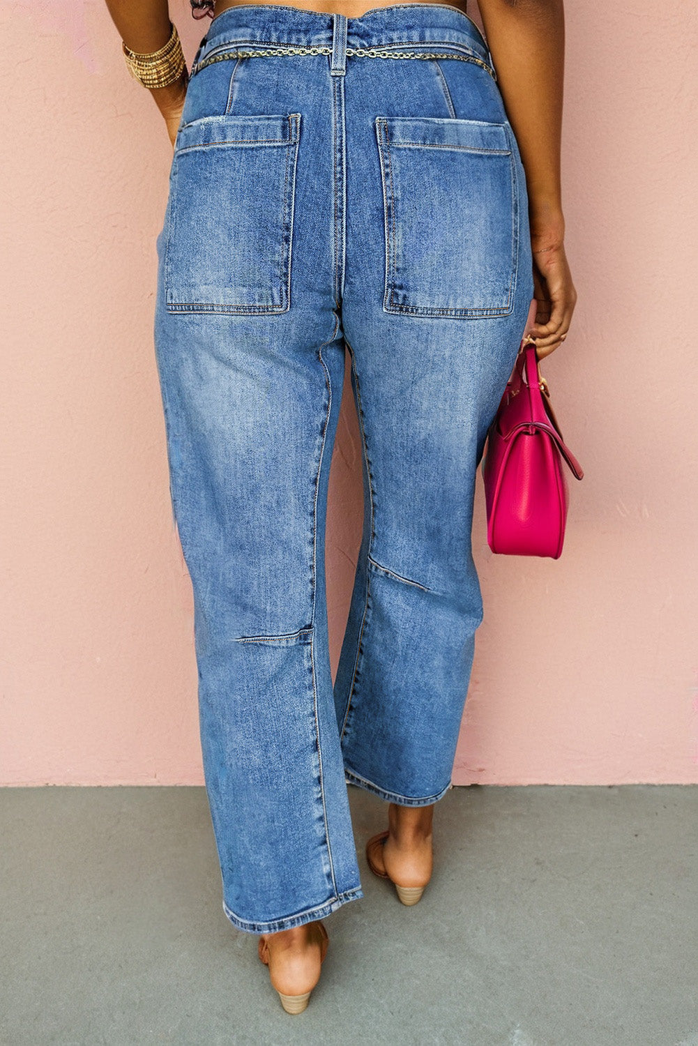 Dusk Blue High Waist Straight Leg Ankle Jeans-Bottoms/Jeans-[Adult]-[Female]-2022 Online Blue Zone Planet