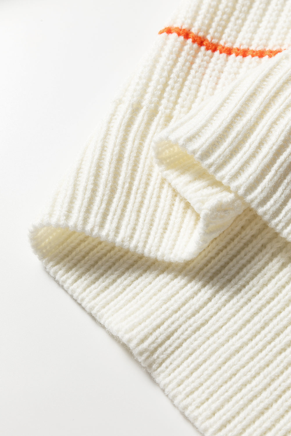 White Colorful Striped Detail V Neck Drop Shoulder Baggy Sweater-TOPS / DRESSES-[Adult]-[Female]-2022 Online Blue Zone Planet