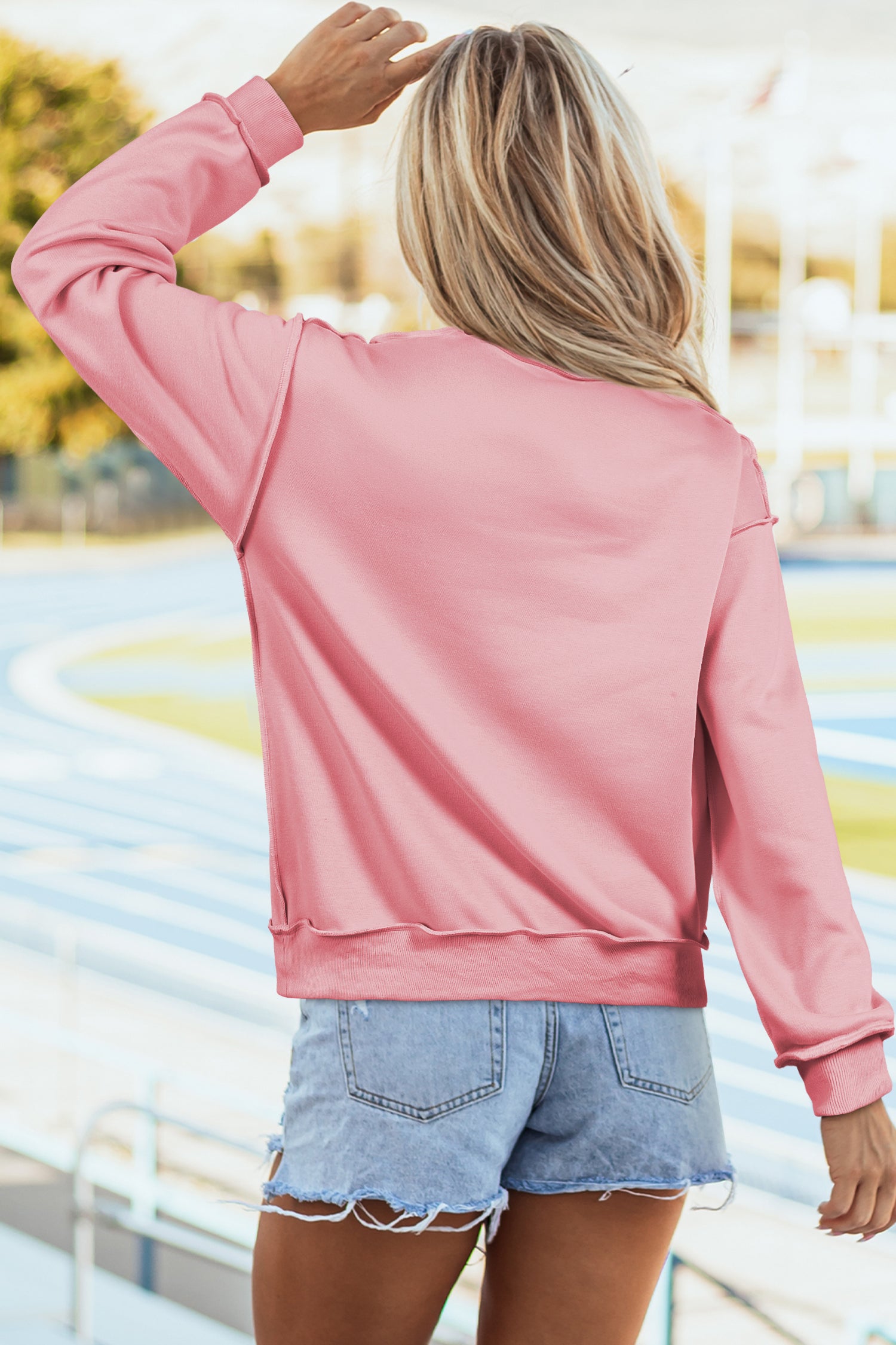 Red Dahlia Oversize Drop Shoulder Reversible Mock Neck Sweatshirt-Tops/Sweatshirts & Hoodies-[Adult]-[Female]-2022 Online Blue Zone Planet