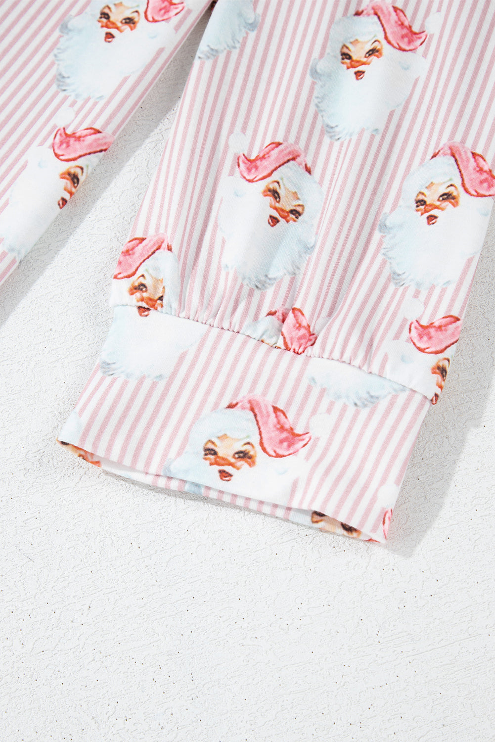 Pink Santa Claus Striped Print Loose Fit Two Piece Loungewear Set-Loungewear Set-[Adult]-[Female]-2022 Online Blue Zone Planet