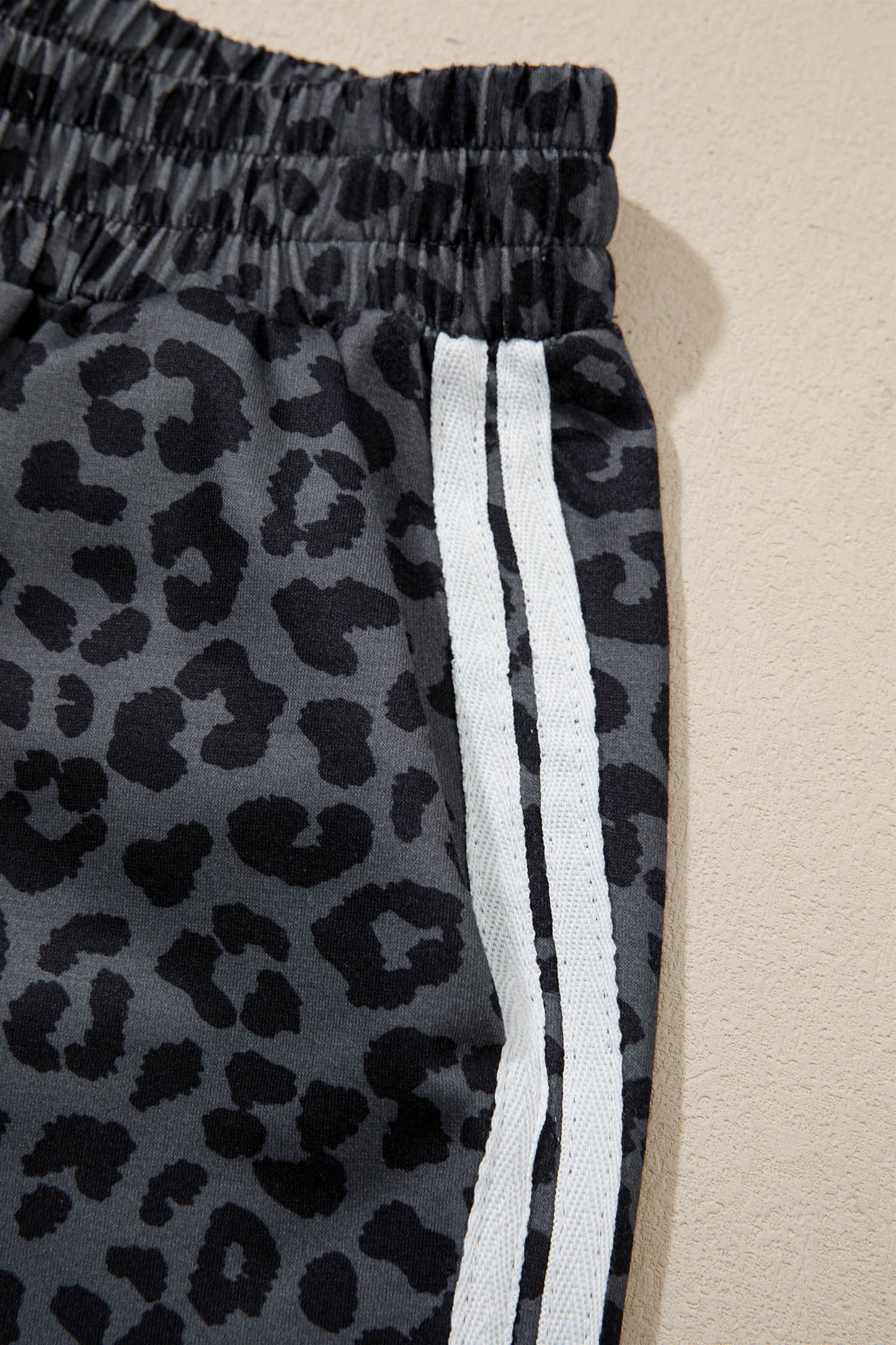Pink Leopard Print Varsity Striped Detail 3/4 Sleeve Top Shift Pant Set-Two Piece Sets/Pant Sets-[Adult]-[Female]-2022 Online Blue Zone Planet