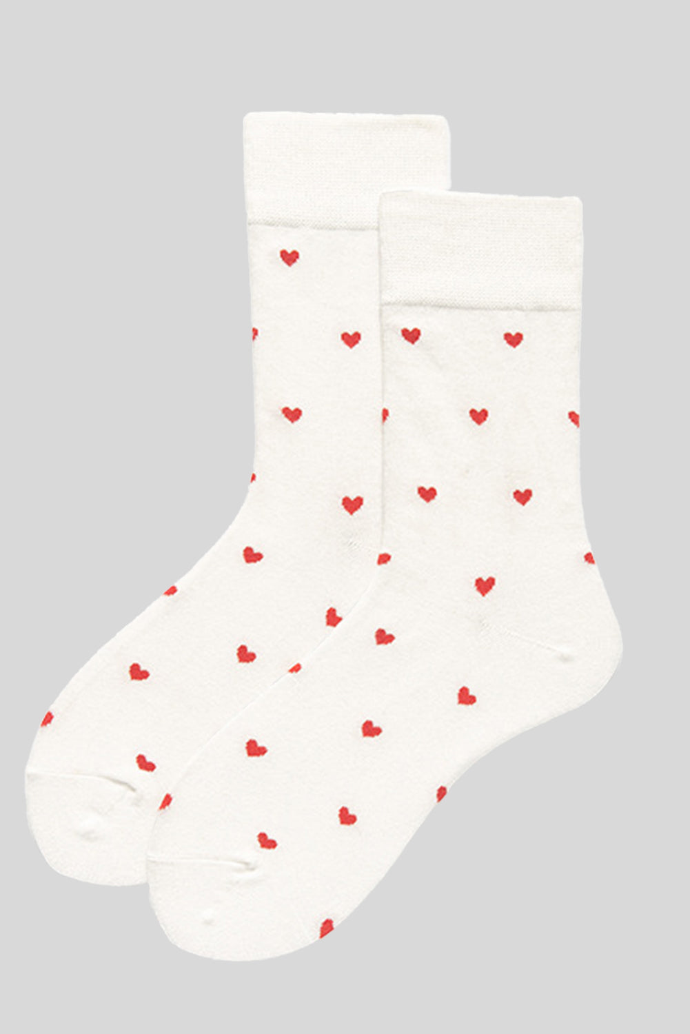 White Valentines Heart Pattern Crew Socks-Accessories/Socks-[Adult]-[Female]-2022 Online Blue Zone Planet