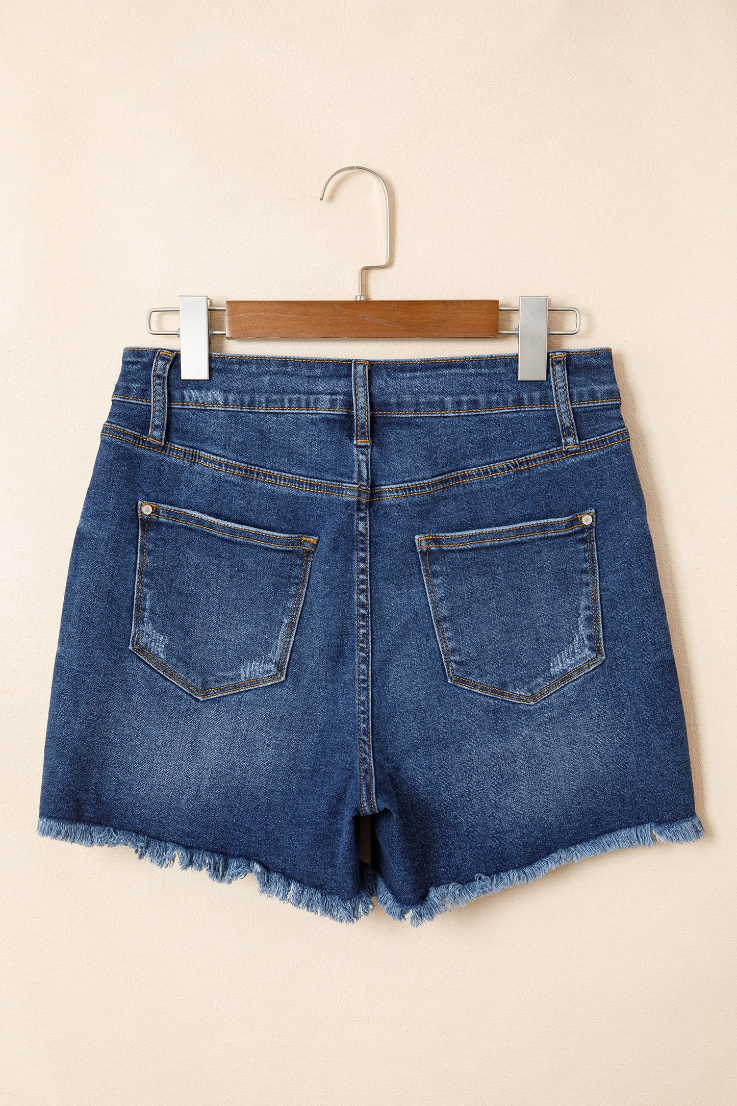 Sail Blue Asymmetric Raw Hem Distressed Whiskery Denim Shorts-Bottoms/Denim Shorts-[Adult]-[Female]-2022 Online Blue Zone Planet