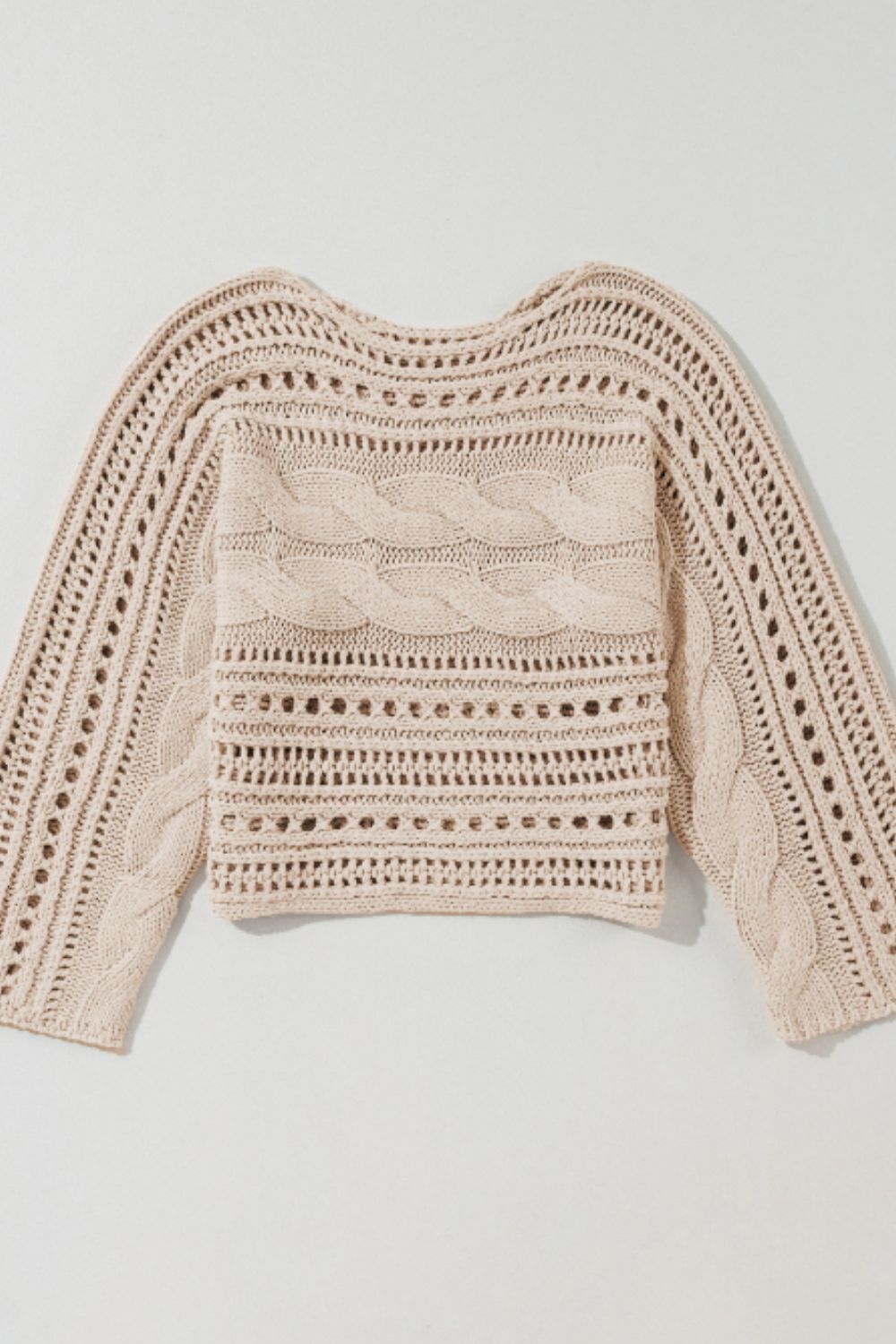 Openwork Cable Knit Long Sleeve Sweater-TOPS / DRESSES-[Adult]-[Female]-2022 Online Blue Zone Planet