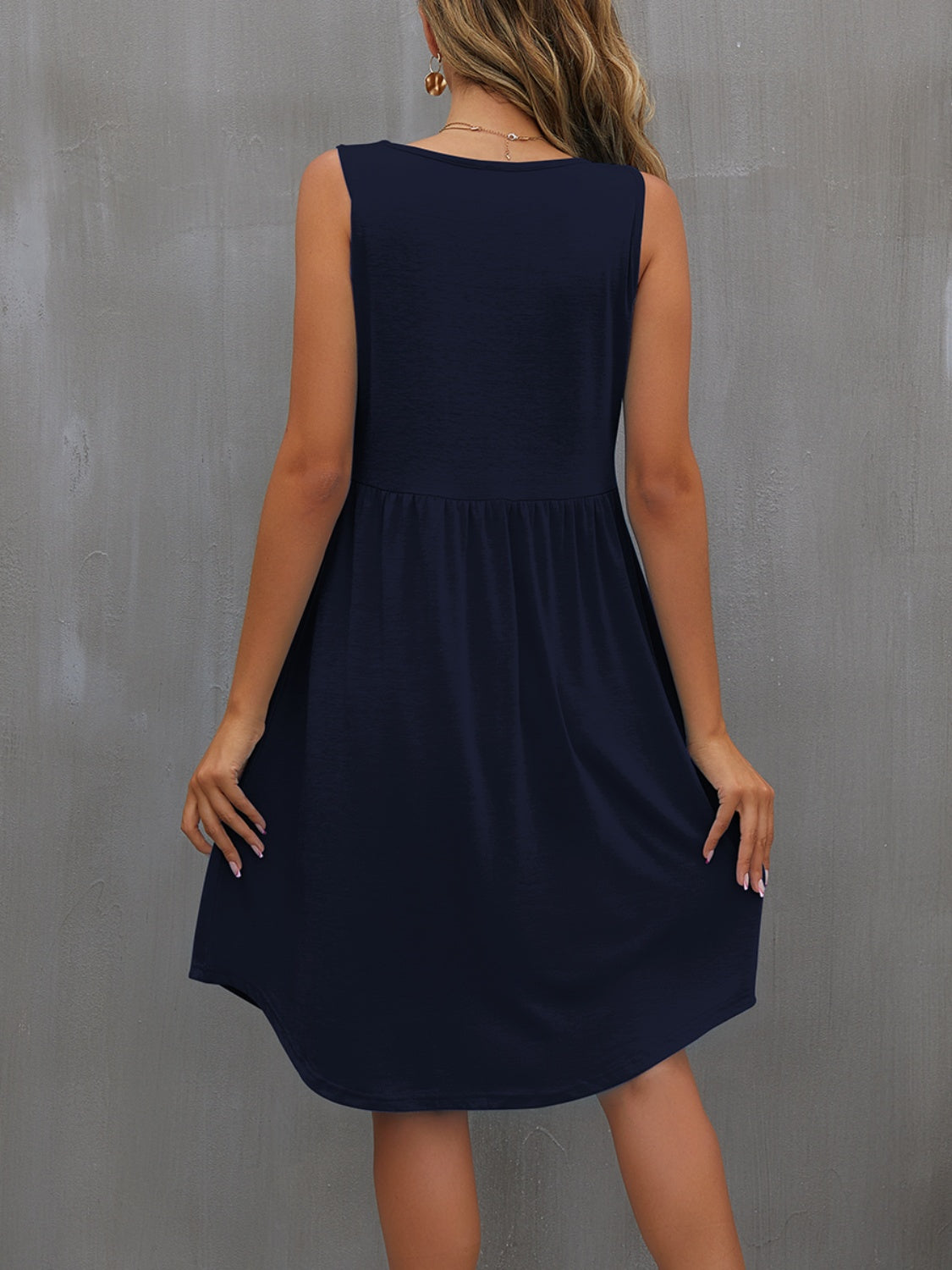 Round Neck Wide Strap Dress-TOPS / DRESSES-[Adult]-[Female]-2022 Online Blue Zone Planet