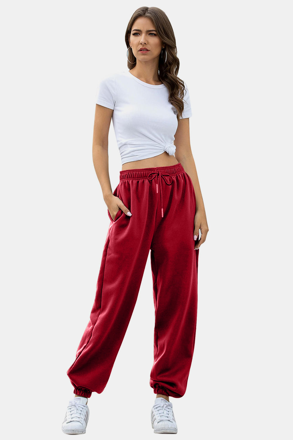 Elastic Waist Joggers with Pockets-TOPS / DRESSES-[Adult]-[Female]-2022 Online Blue Zone Planet