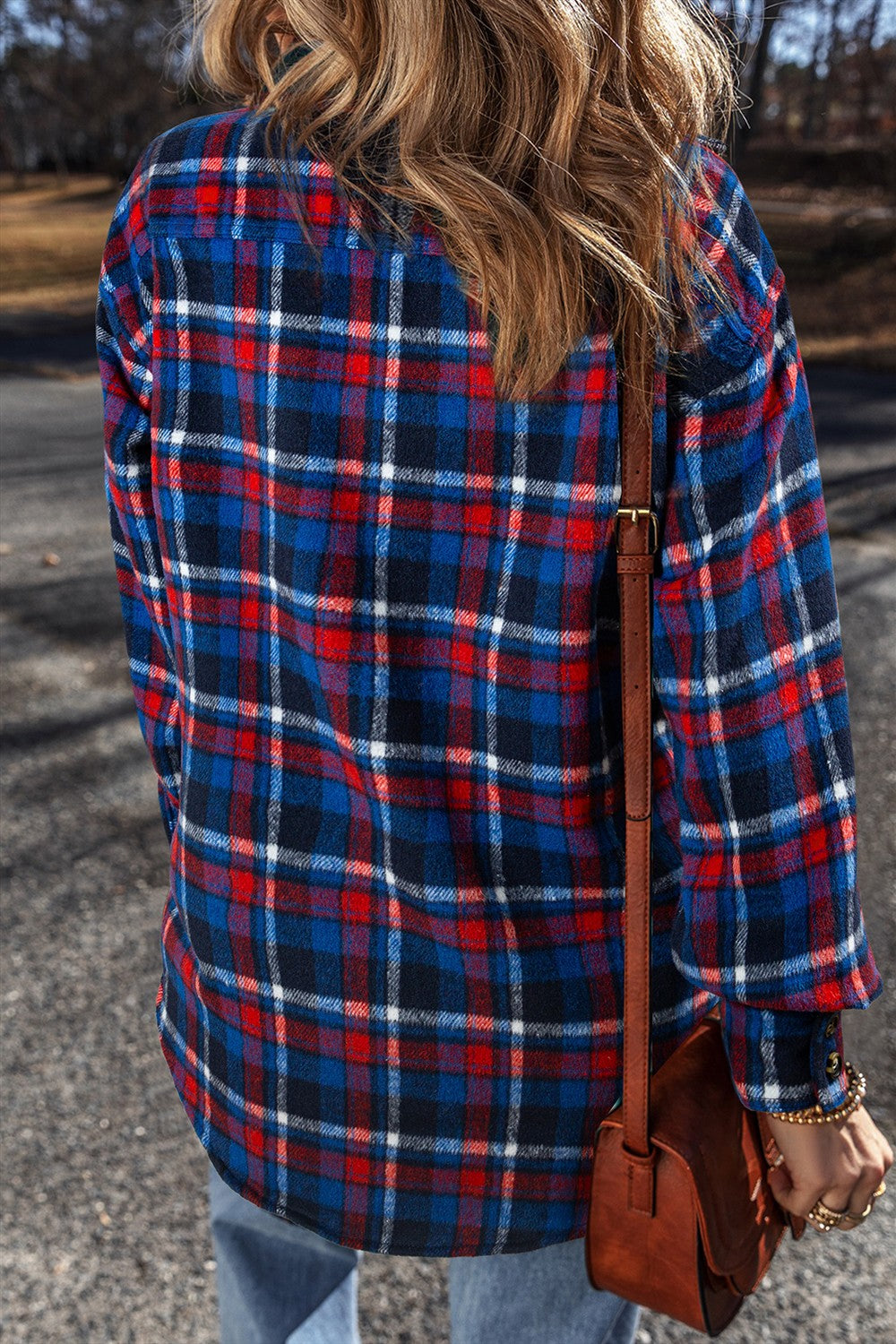 Pocketed Plaid Collared Neck Long Sleeve Shacket-TOPS / DRESSES-[Adult]-[Female]-2022 Online Blue Zone Planet