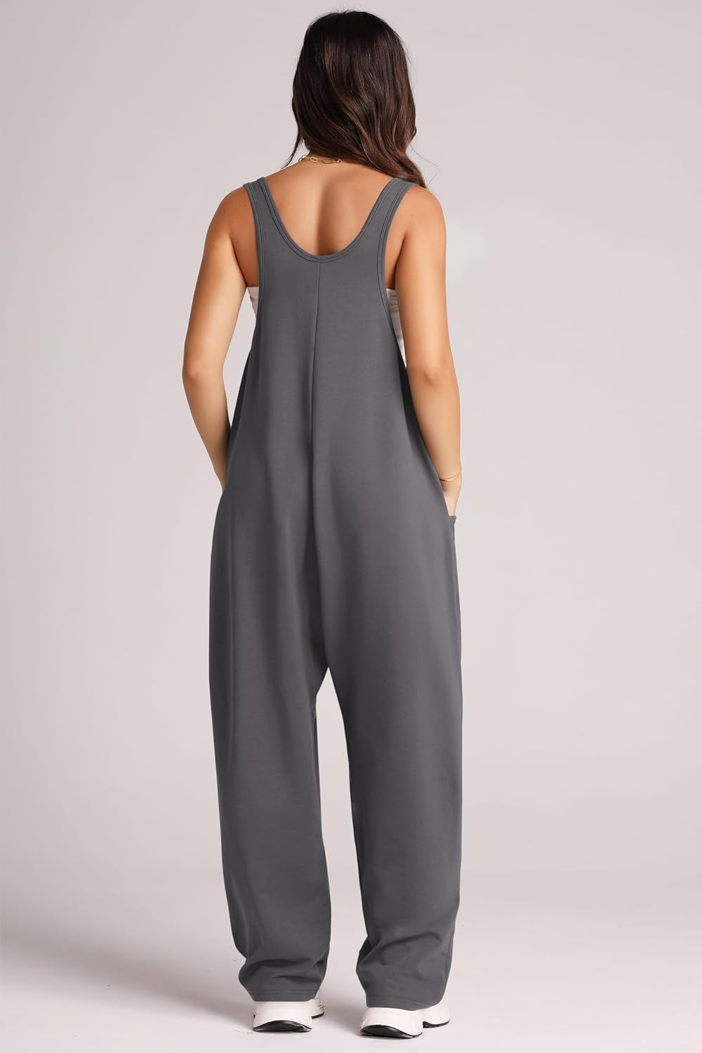 Blue Zone Planet | Wide Strap Jumpsuit with Pockets-TOPS / DRESSES-[Adult]-[Female]-Dark Gray-S-2022 Online Blue Zone Planet