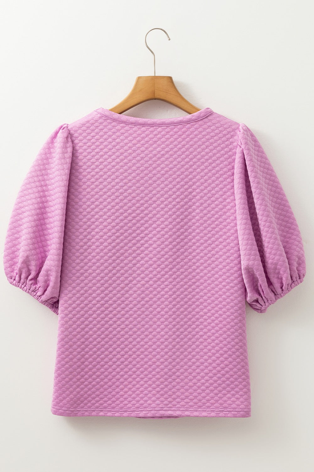 Textured Round Neck Puff Sleeve Blouse-TOPS / DRESSES-[Adult]-[Female]-2022 Online Blue Zone Planet