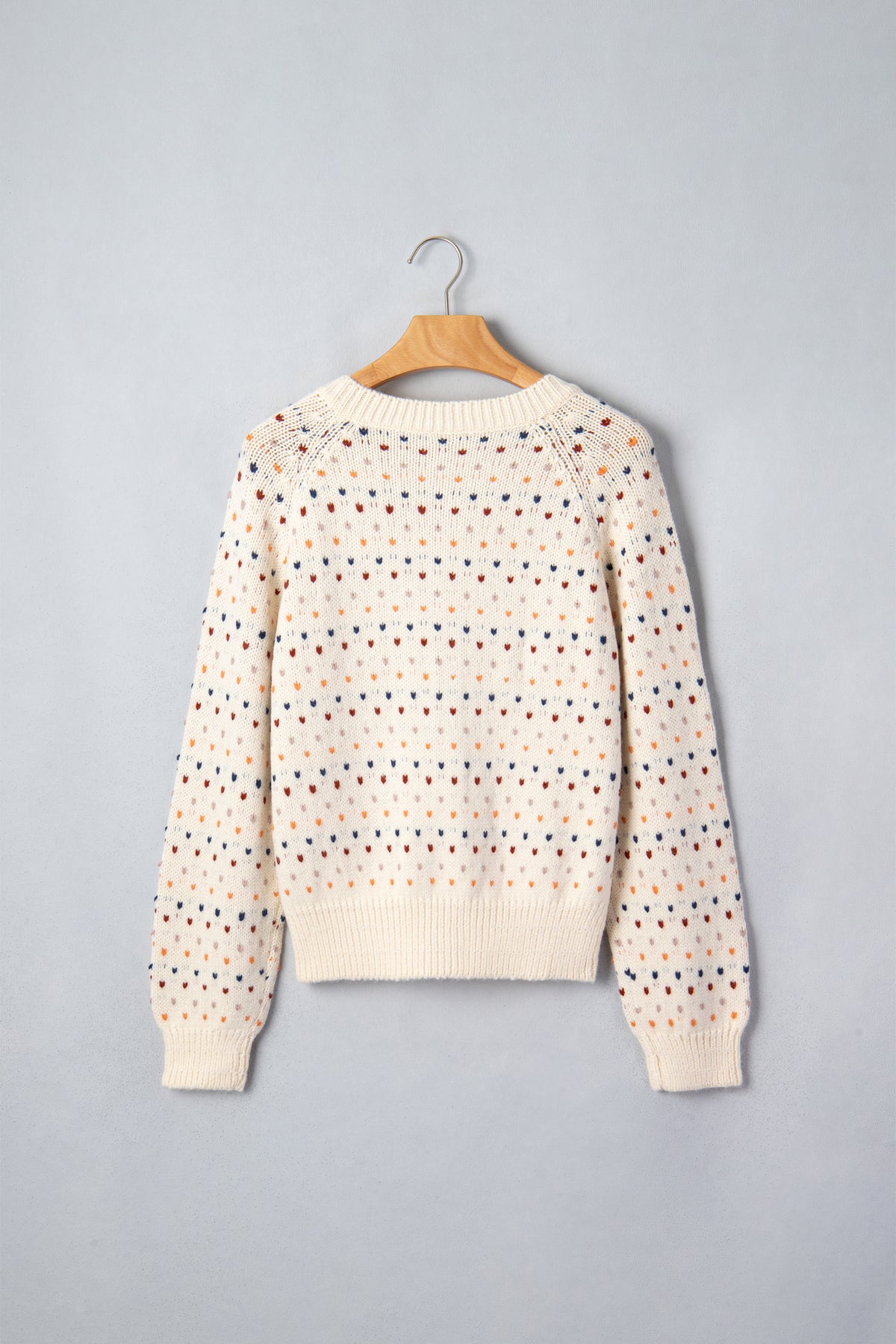 Beige Geometric Print Button Front Long Sleeve Regular Fit Cardigan-Sweaters & Cardigans/Cardigans-[Adult]-[Female]-2022 Online Blue Zone Planet