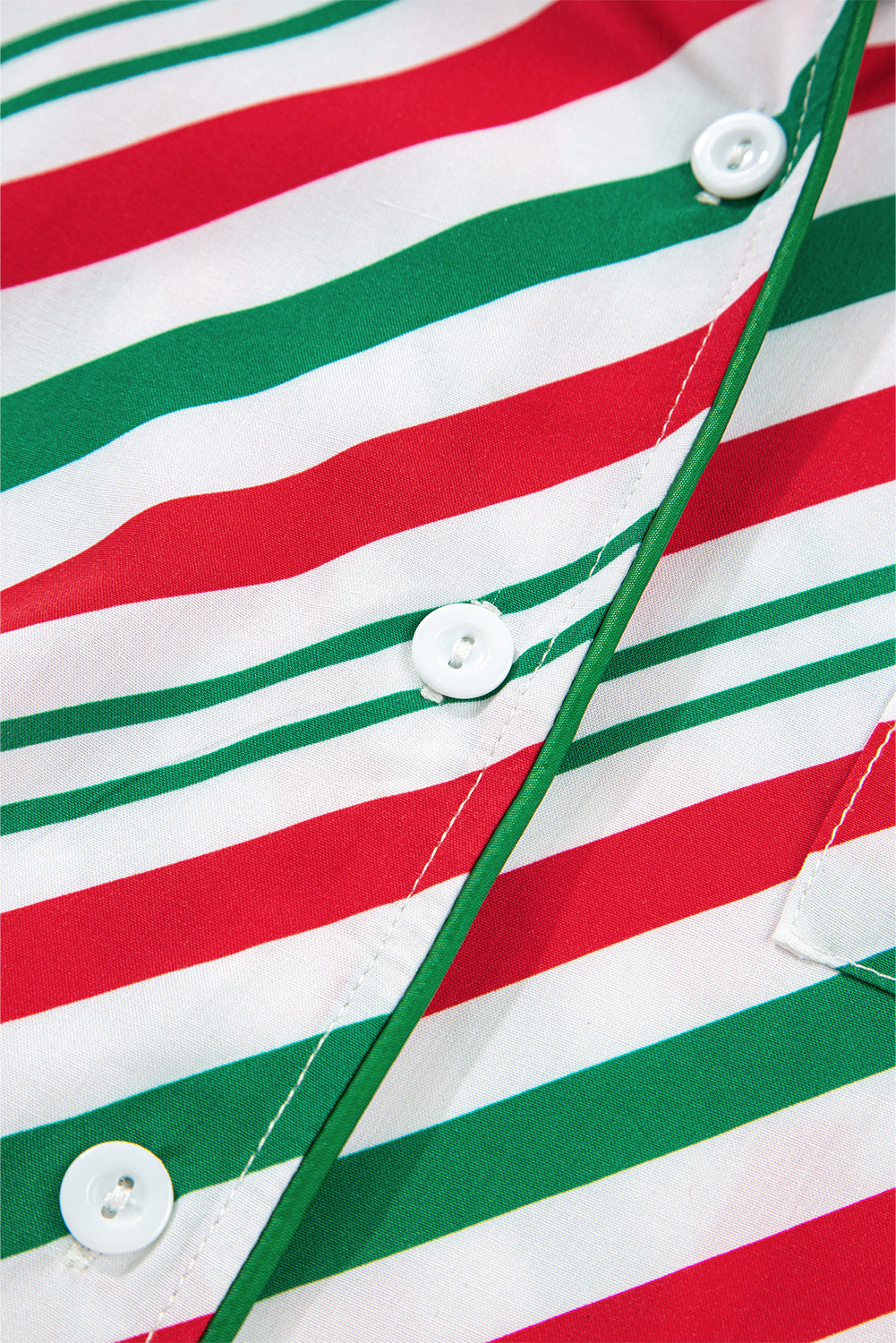 Green Striped Piping Trim Velvet Ribbon Knot Christmas Pajama Set-Loungewear Set-[Adult]-[Female]-2022 Online Blue Zone Planet