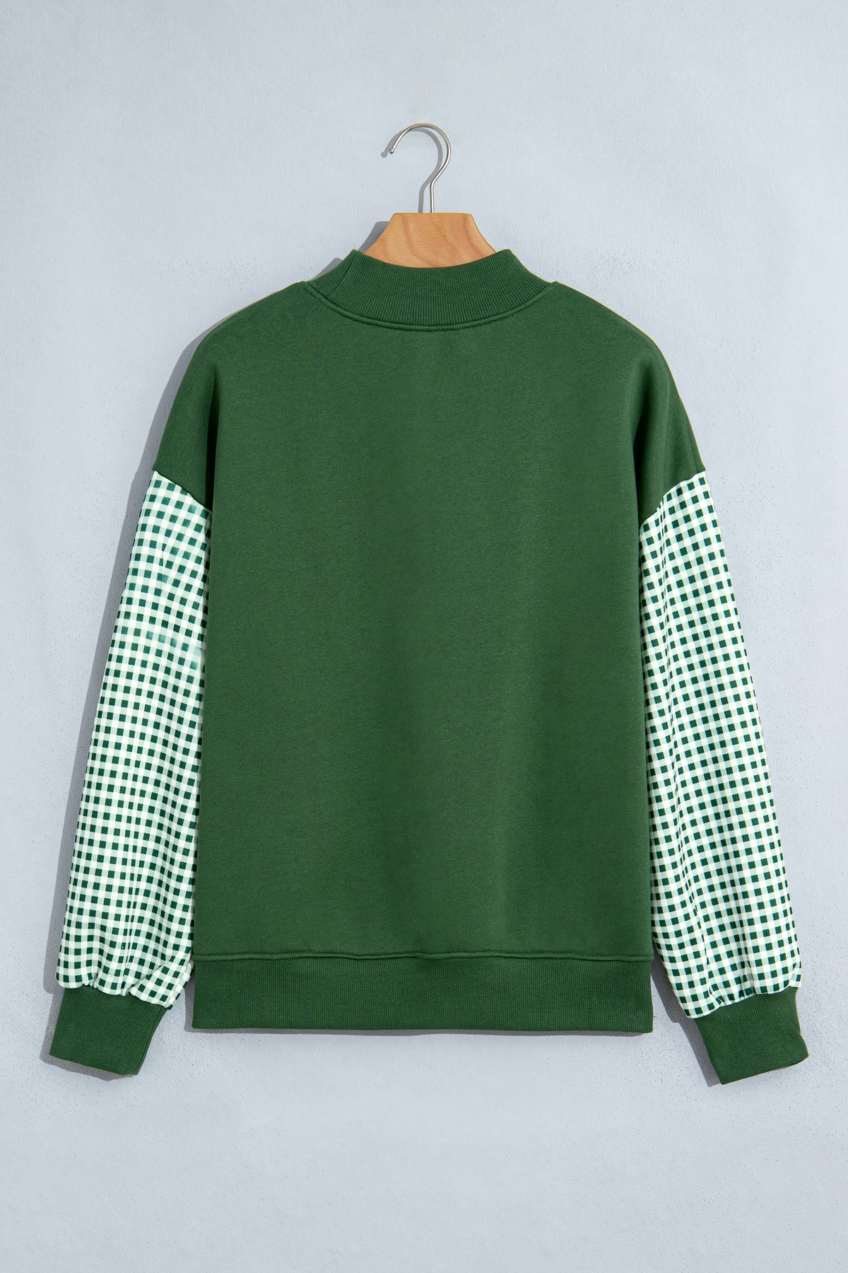 Evergreen Plaid Sleeve Colorblock Loose Tunic Sweatshirt-Tops/Sweatshirts & Hoodies-[Adult]-[Female]-2022 Online Blue Zone Planet