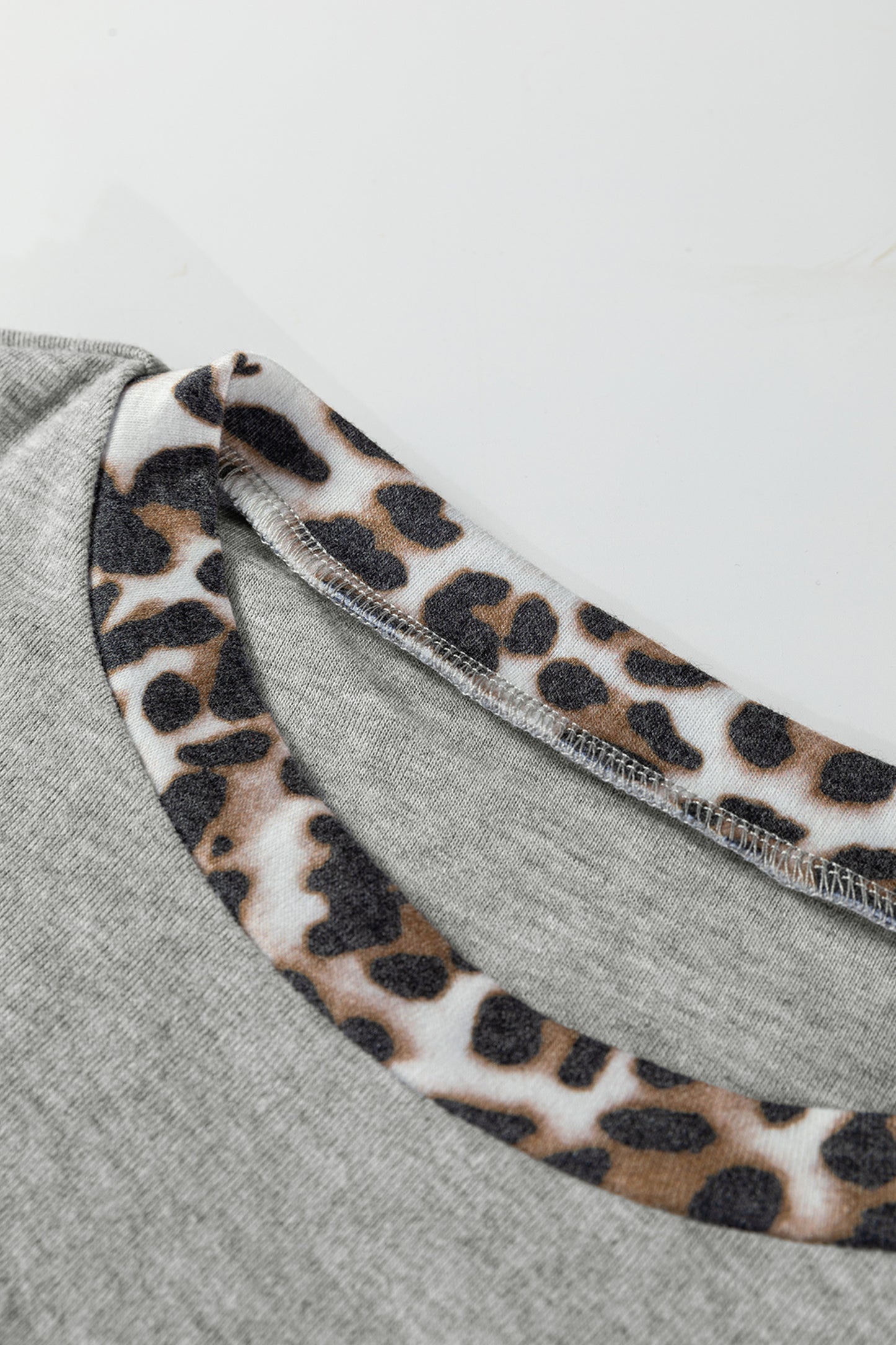 Gray Color Block Leopard Patchwork Dolman Sleeve High Low Baggy Sweatshirt-Tops/Sweatshirts & Hoodies-[Adult]-[Female]-2022 Online Blue Zone Planet