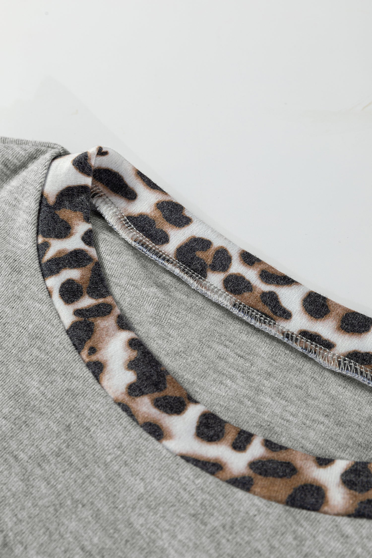 Gray Color Block Leopard Patchwork Dolman Sleeve High Low Baggy Sweatshirt-Tops/Sweatshirts & Hoodies-[Adult]-[Female]-2022 Online Blue Zone Planet