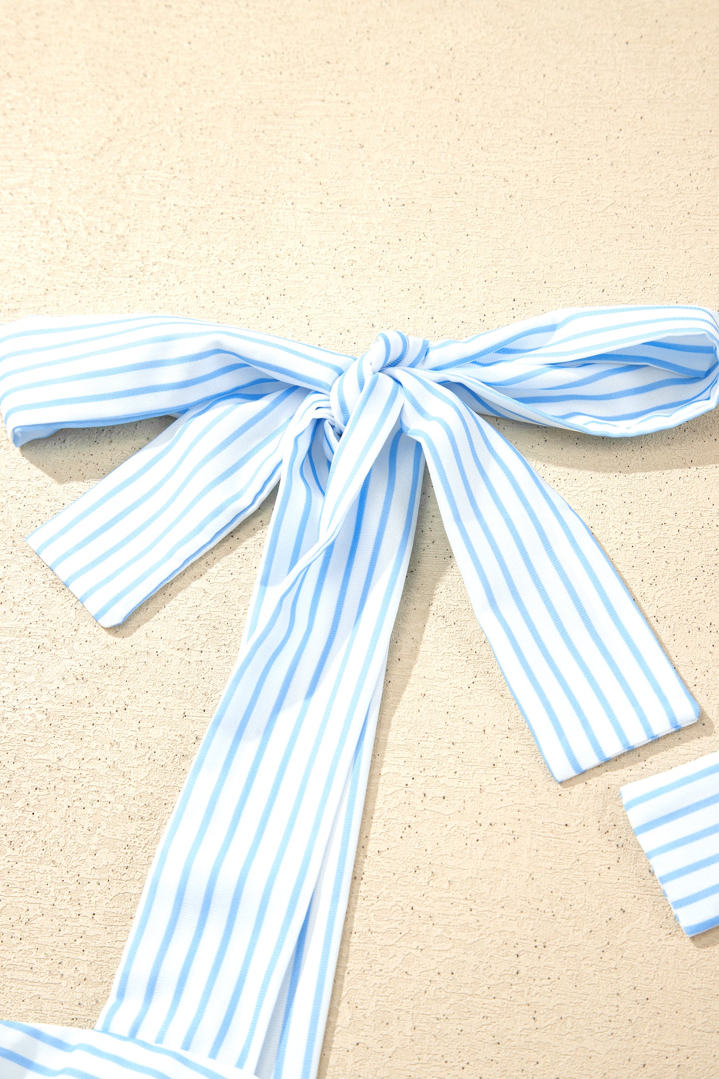 Sky Blue Floral Striped Patchwork Knot Straps 2pcs Short Set-Two Piece Sets/Short Sets-[Adult]-[Female]-2022 Online Blue Zone Planet