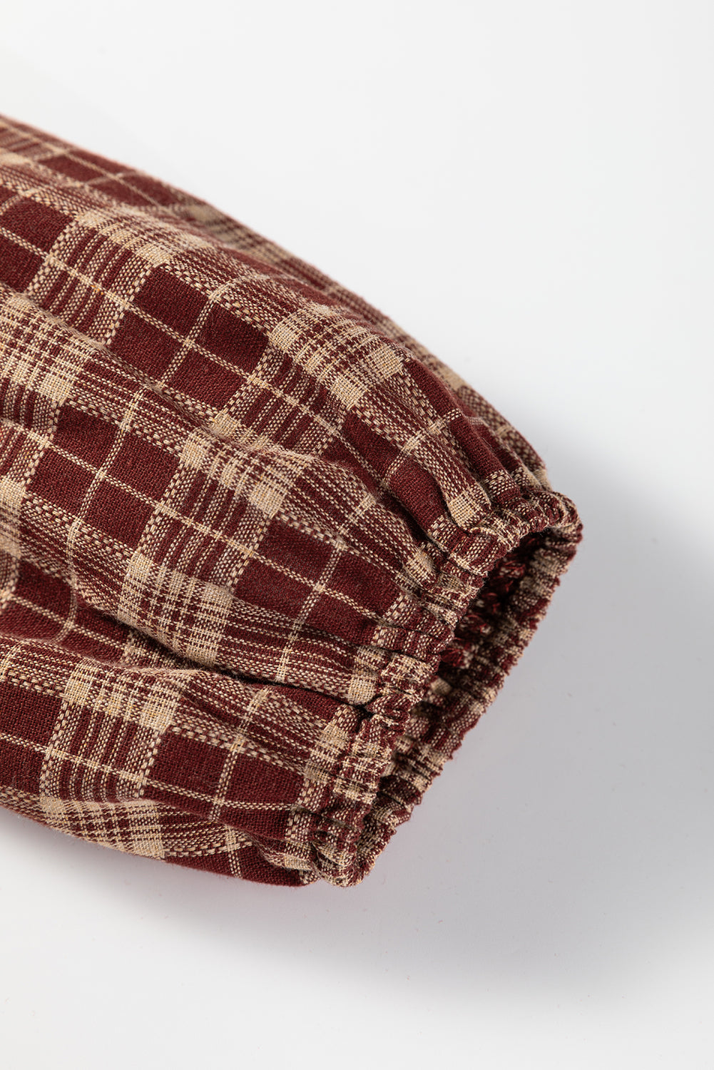 Red Dahlia Plaid Eyelet Lace Trim Button Down Loose Long Sleeve Shirt-Tops/Blouses & Shirts-[Adult]-[Female]-2022 Online Blue Zone Planet