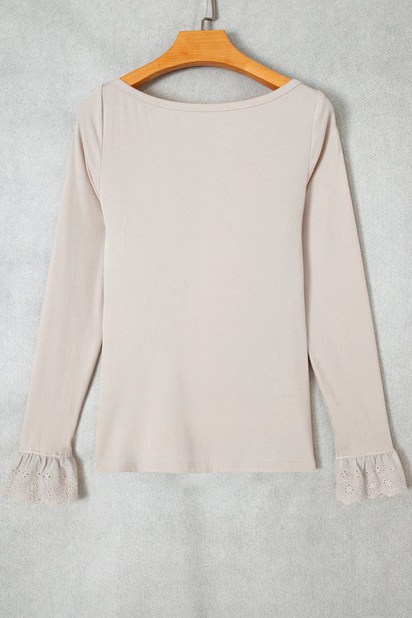Jet Stream Lace Cuff Patchwork Round Neck Long Sleeve Top-Tops/Long Sleeve Tops-[Adult]-[Female]-2022 Online Blue Zone Planet