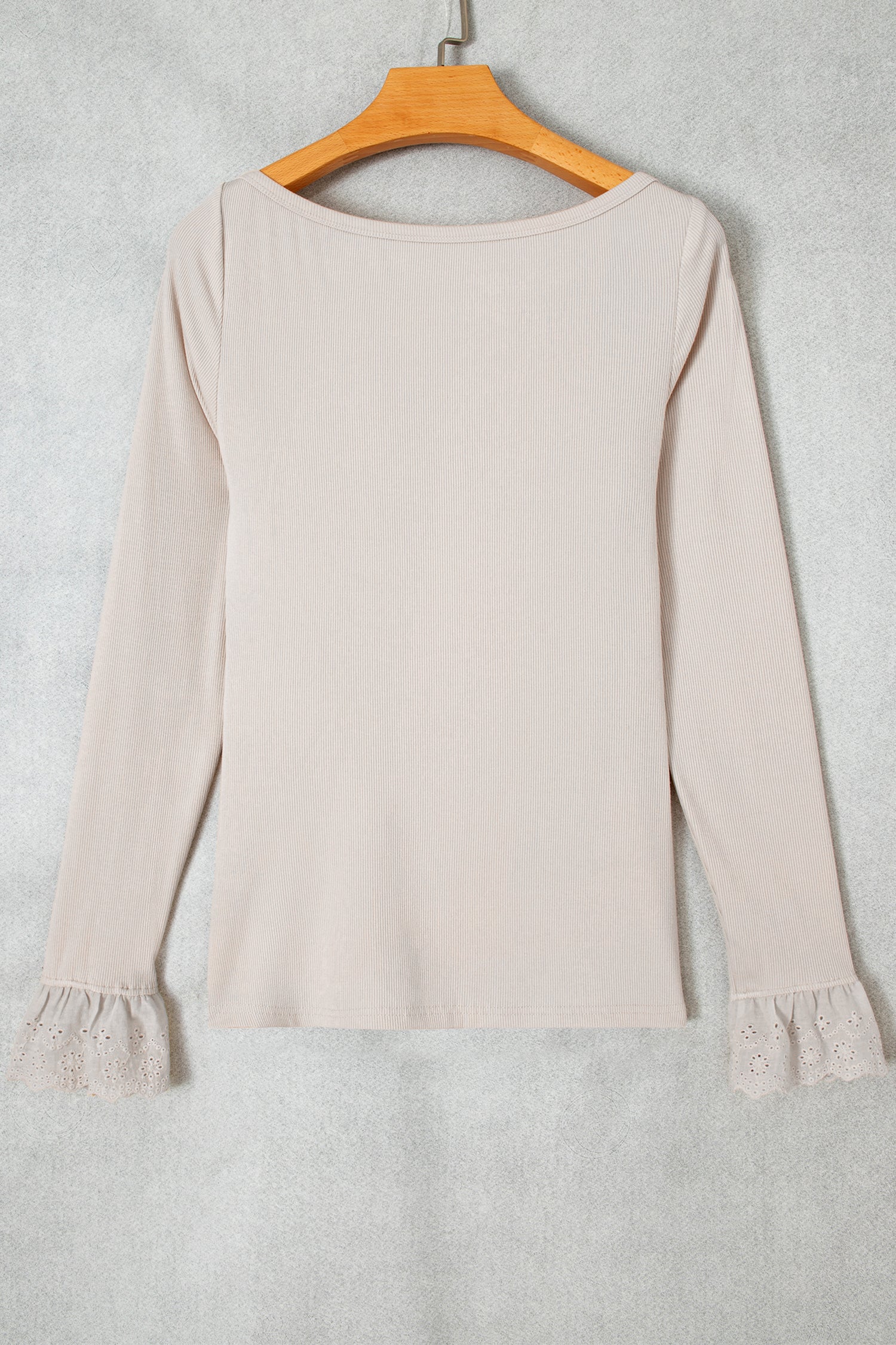 Jet Stream Lace Cuff Patchwork Round Neck Long Sleeve Top-Tops/Long Sleeve Tops-[Adult]-[Female]-2022 Online Blue Zone Planet