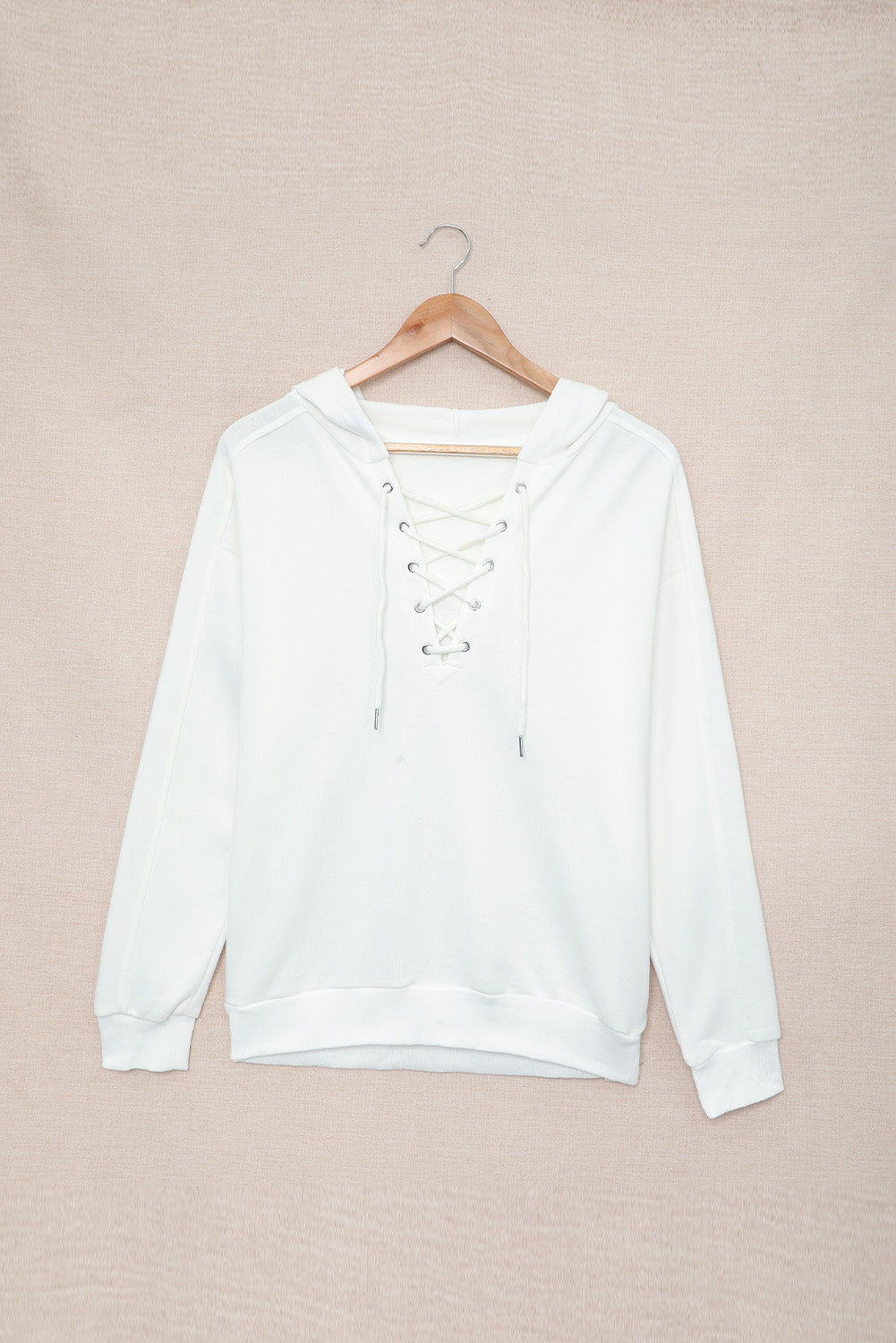 Lace Up Long Sleeve Hoodie-TOPS / DRESSES-[Adult]-[Female]-2022 Online Blue Zone Planet