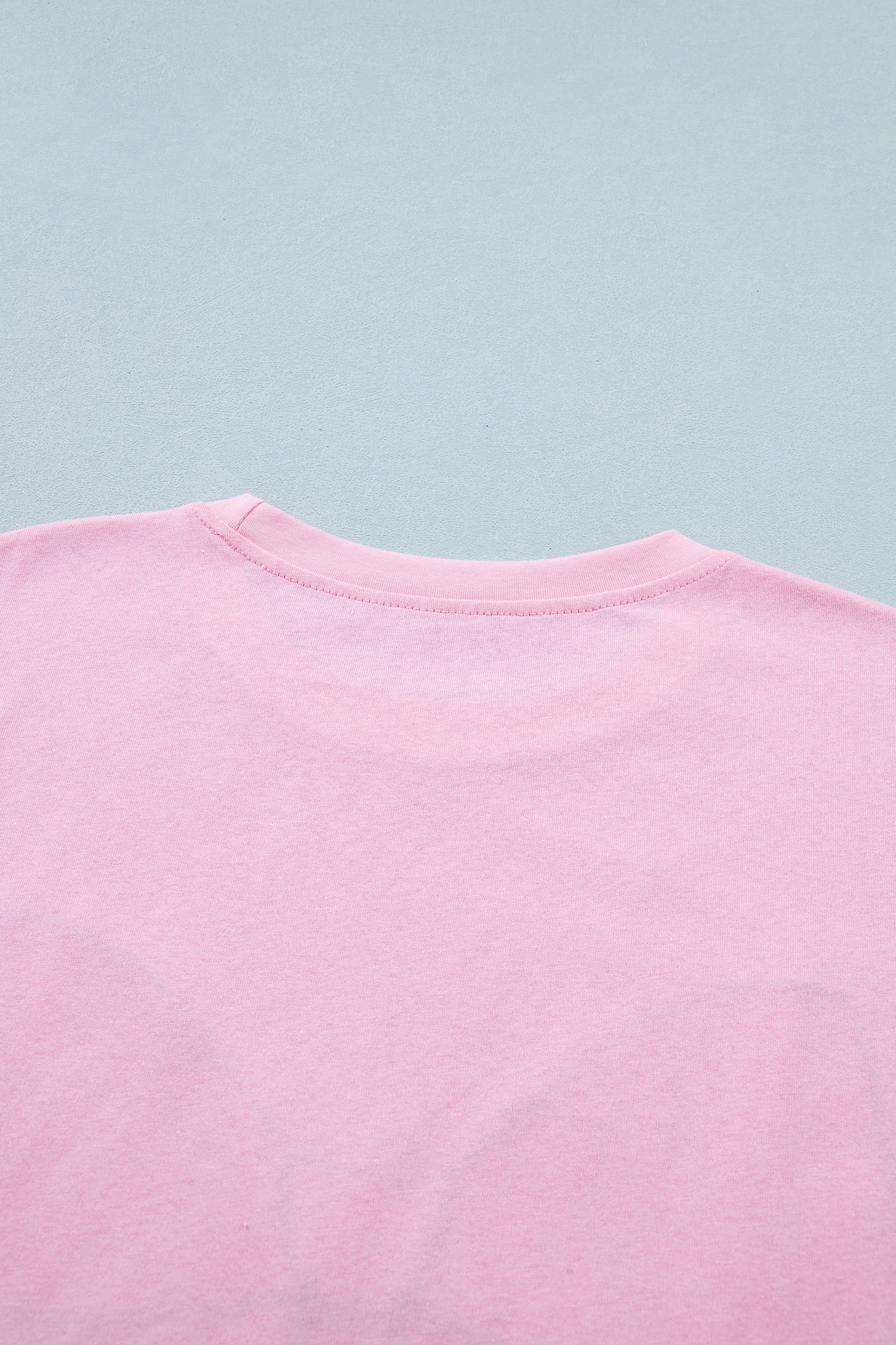 Pink Leopard Bow Embroidered Cotton Round Neck T Shirt-Tops/Tops & Tees-[Adult]-[Female]-2022 Online Blue Zone Planet