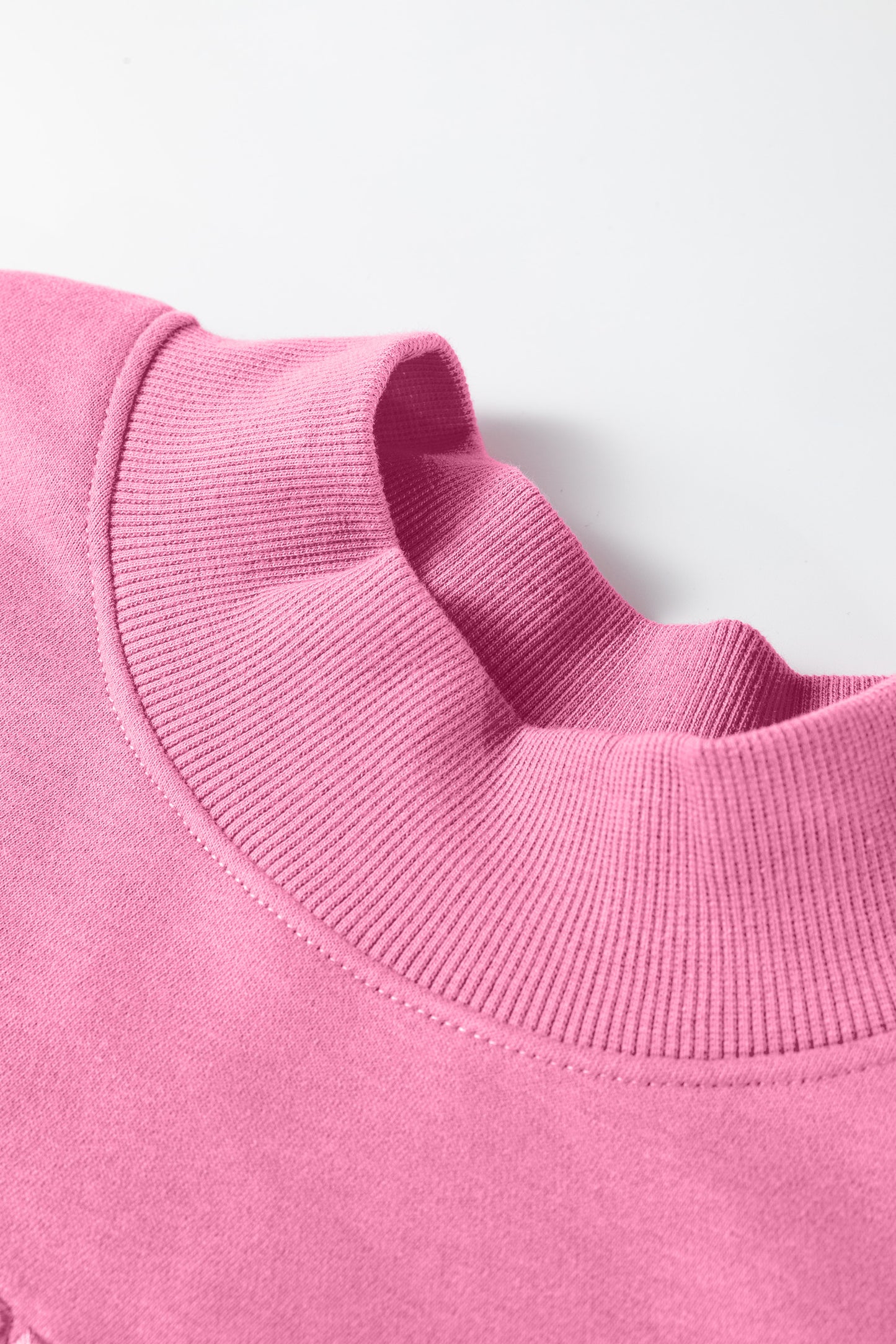 Bright Pink Oversize Blessed Embroidered Mock Neck Sweatshirt-Tops/Sweatshirts & Hoodies-[Adult]-[Female]-2022 Online Blue Zone Planet