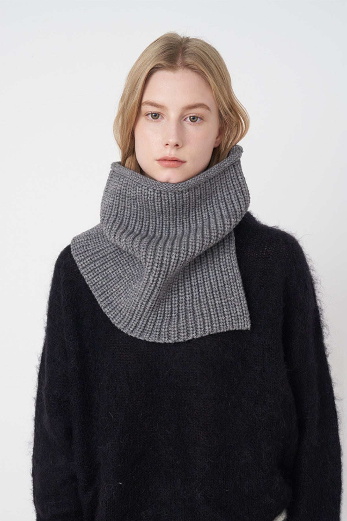 Slit Pullover Knit Scarf-SCARVES-[Adult]-[Female]-2022 Online Blue Zone Planet