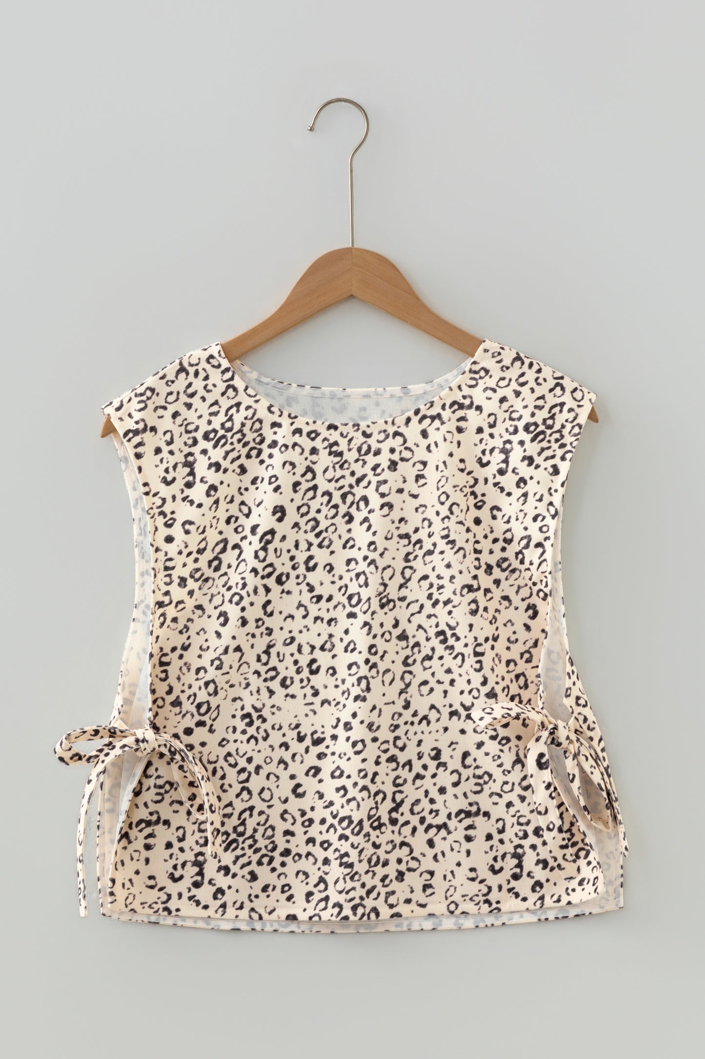 Apricot Knot Side Leopard Print Vest-Outerwear/Vests-[Adult]-[Female]-2022 Online Blue Zone Planet