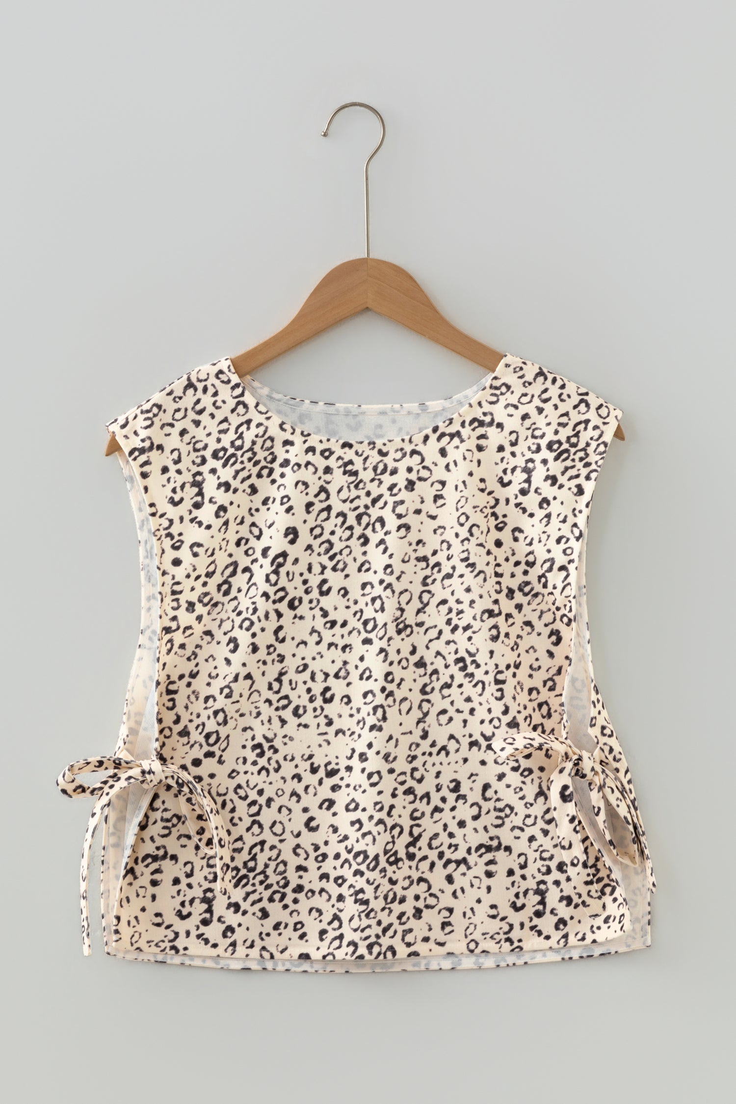 Apricot Knot Side Leopard Print Vest-Outerwear/Vests-[Adult]-[Female]-2022 Online Blue Zone Planet