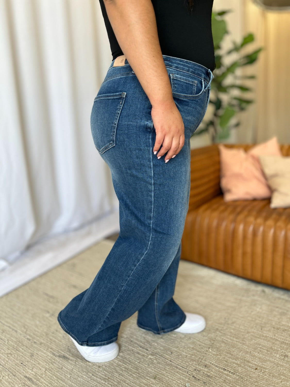 RFM Full Size High Rise Tummy Control Wide Leg Jeans-BOTTOMS SIZES SMALL MEDIUM LARGE-[Adult]-[Female]-2022 Online Blue Zone Planet