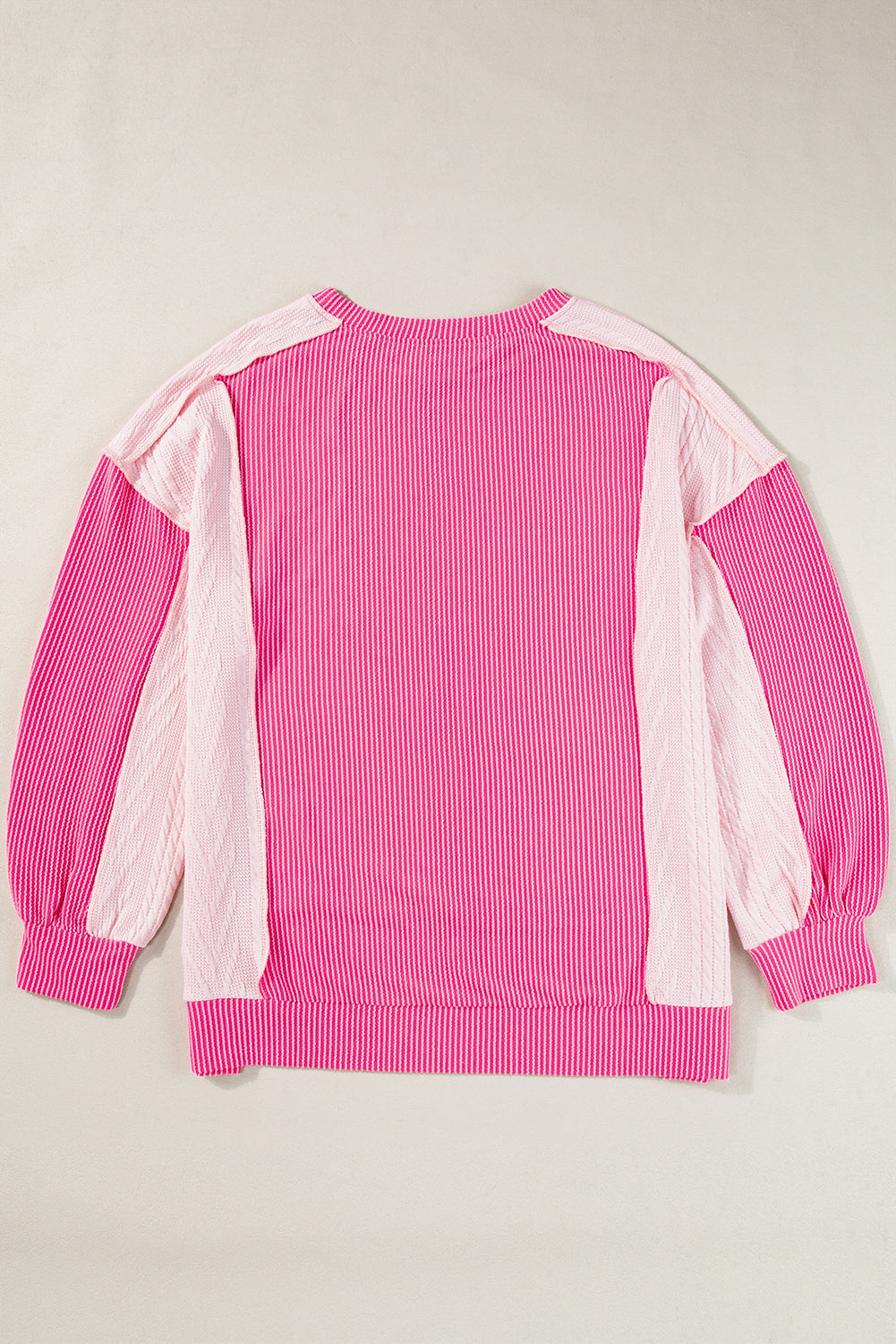 Bonbon Cable Knit Colorblock Exposed Seam Sweatshirt-Tops/Sweatshirts & Hoodies-[Adult]-[Female]-2022 Online Blue Zone Planet