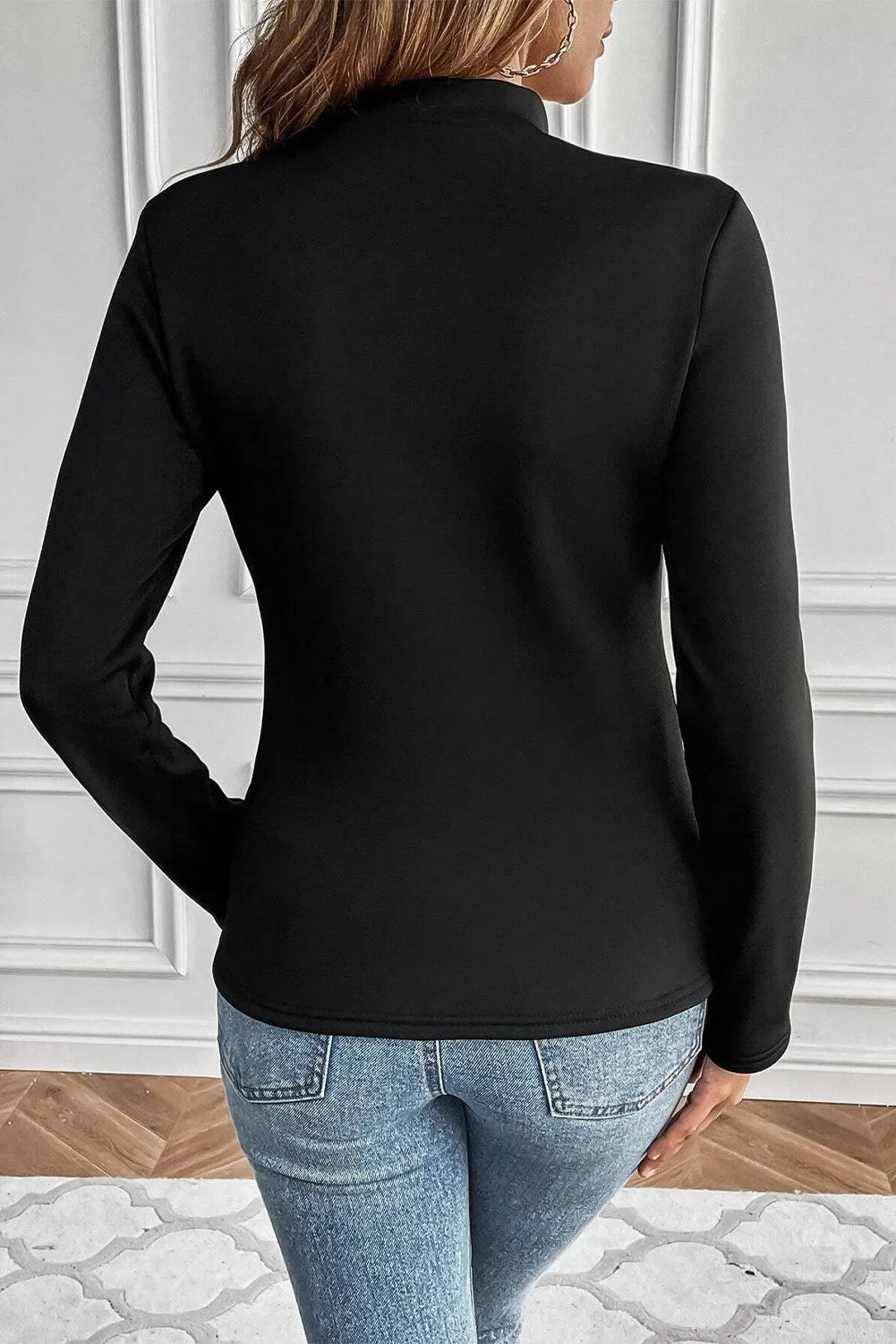 Thermal Lined Mock Neck Long Sleeve Blouse-TOPS / DRESSES-[Adult]-[Female]-2022 Online Blue Zone Planet