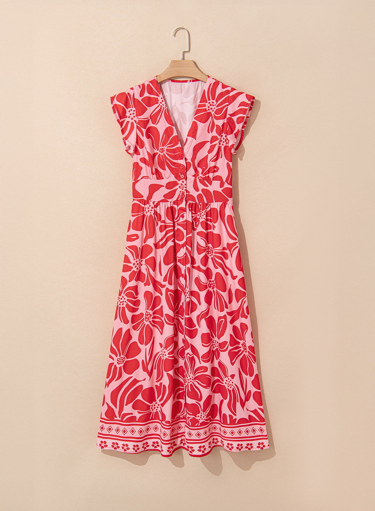 Red Boho Floral Dress