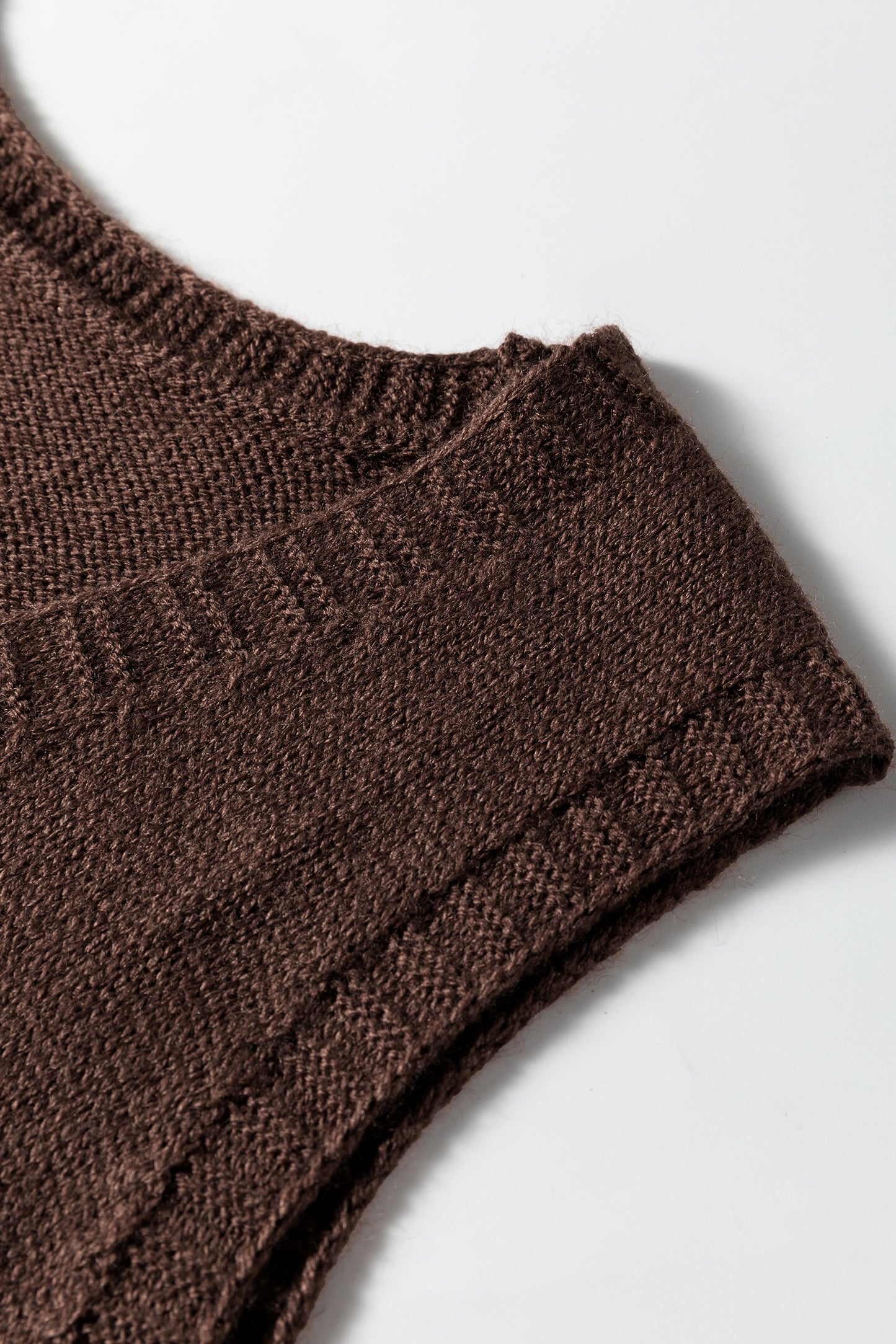 Delicacy Ribbed Deep V Neckline Front Pocketed Loose Tunic Sweater Vest