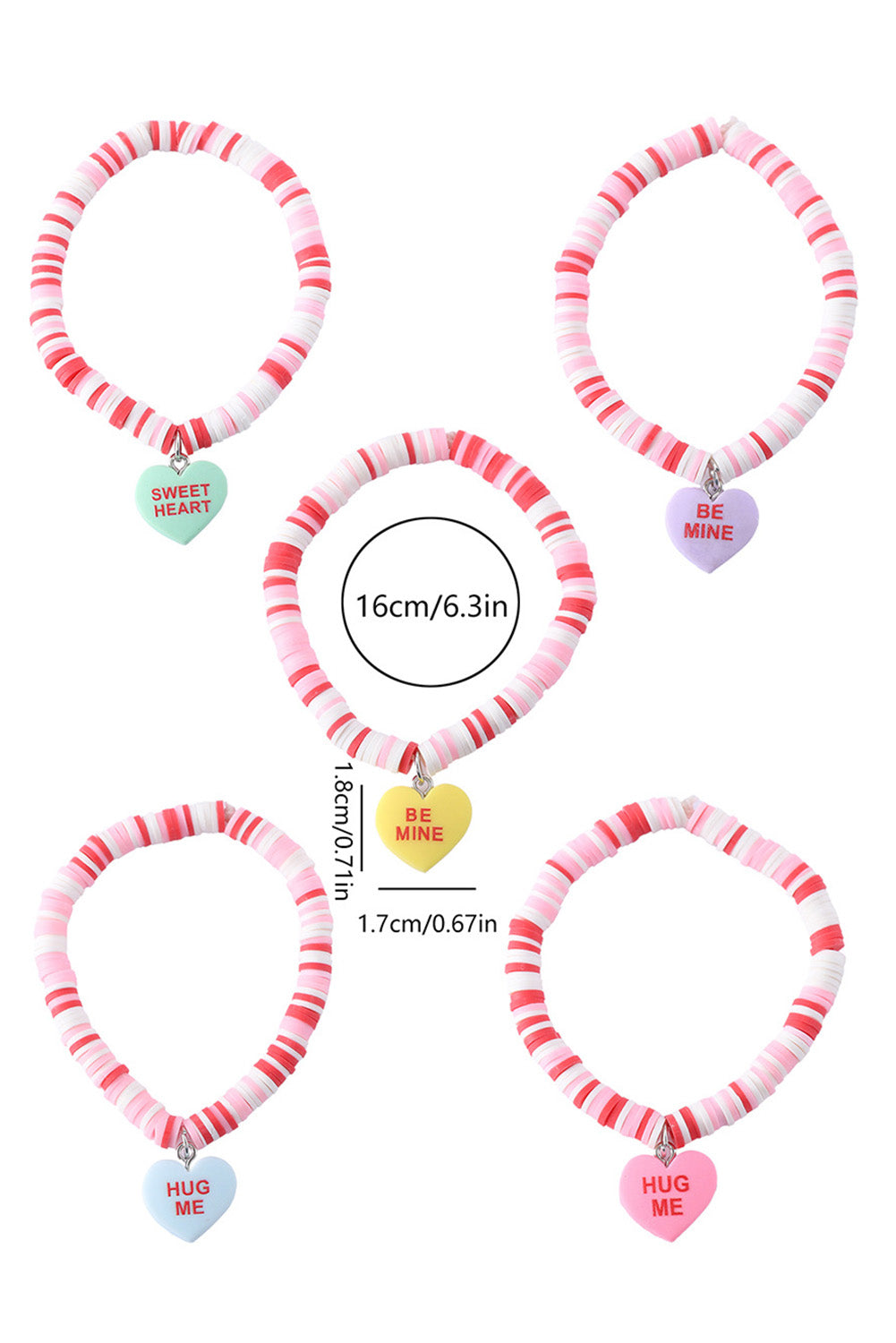 Pink Heart Pendant Valentines Day Bracelet-Bracelets-[Adult]-[Female]-Pink-ONE SIZE-2022 Online Blue Zone Planet