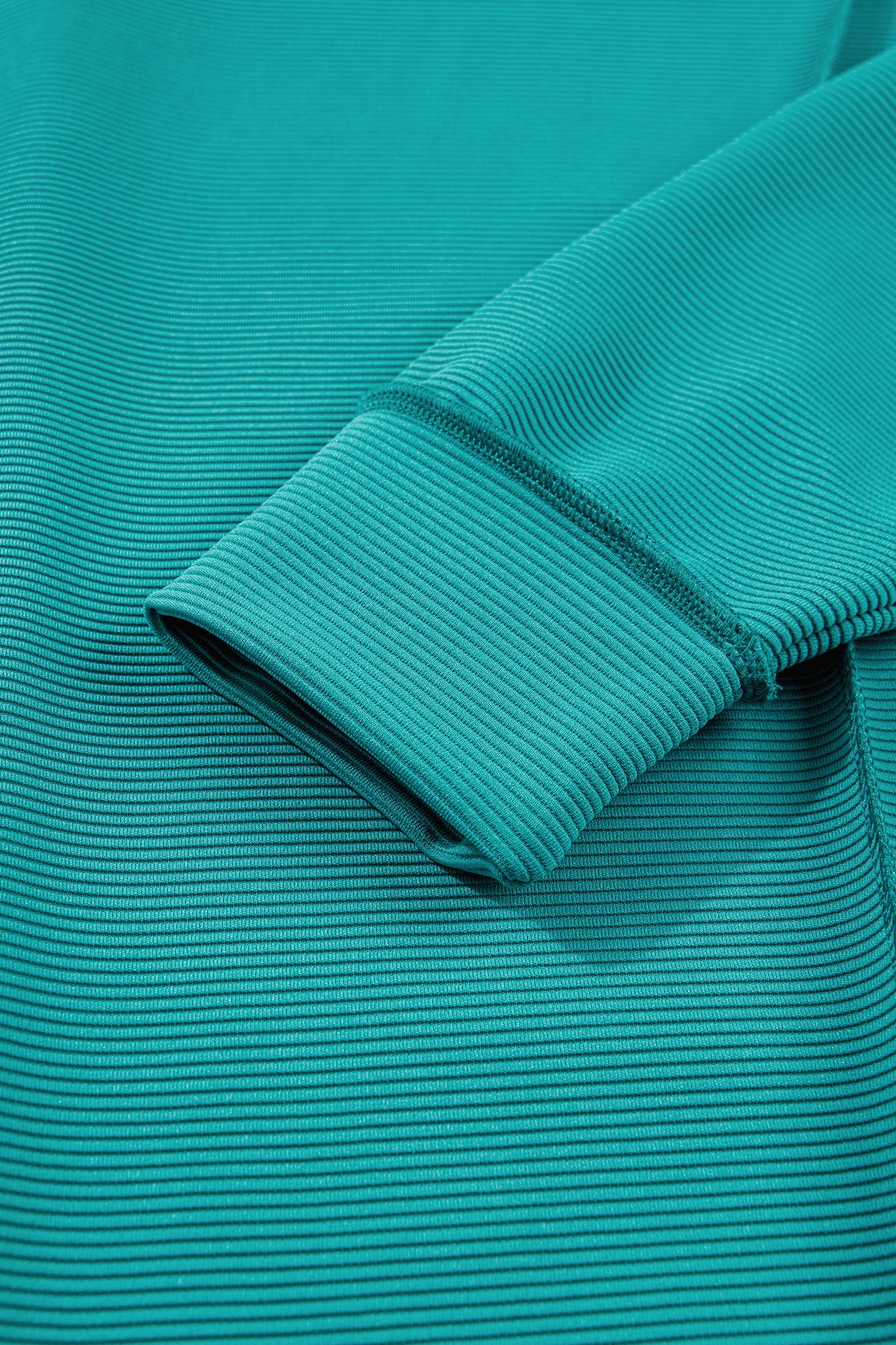 Sea Green Horizontal Ribbed Exposed Seam Detail Drop Shoulder Baggy Pullover-Tops/Long Sleeve Tops-[Adult]-[Female]-2022 Online Blue Zone Planet