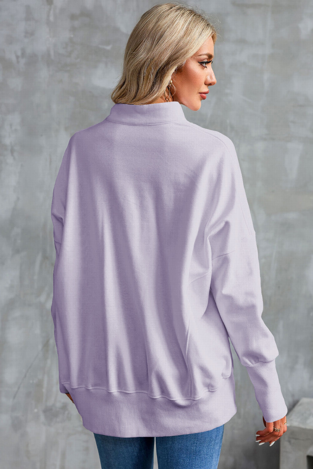 Half Zip Pocketed Dropped Shoulder Sweatshirt-TOPS / DRESSES-[Adult]-[Female]-2022 Online Blue Zone Planet