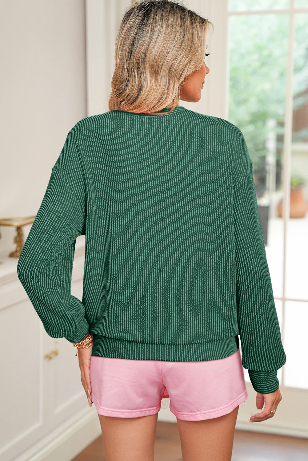 Fiery Red Twisted Rib Outlined Merry Letter Graphic Loose Long Sleeve Top-Tops/Long Sleeve Tops-[Adult]-[Female]-2022 Online Blue Zone Planet