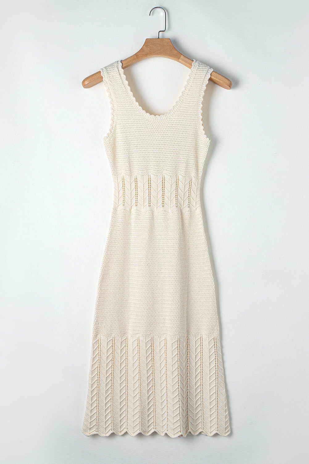 Beige Mix Texture Knitted Sleeveless Sweater Dress Blue Zone Planet