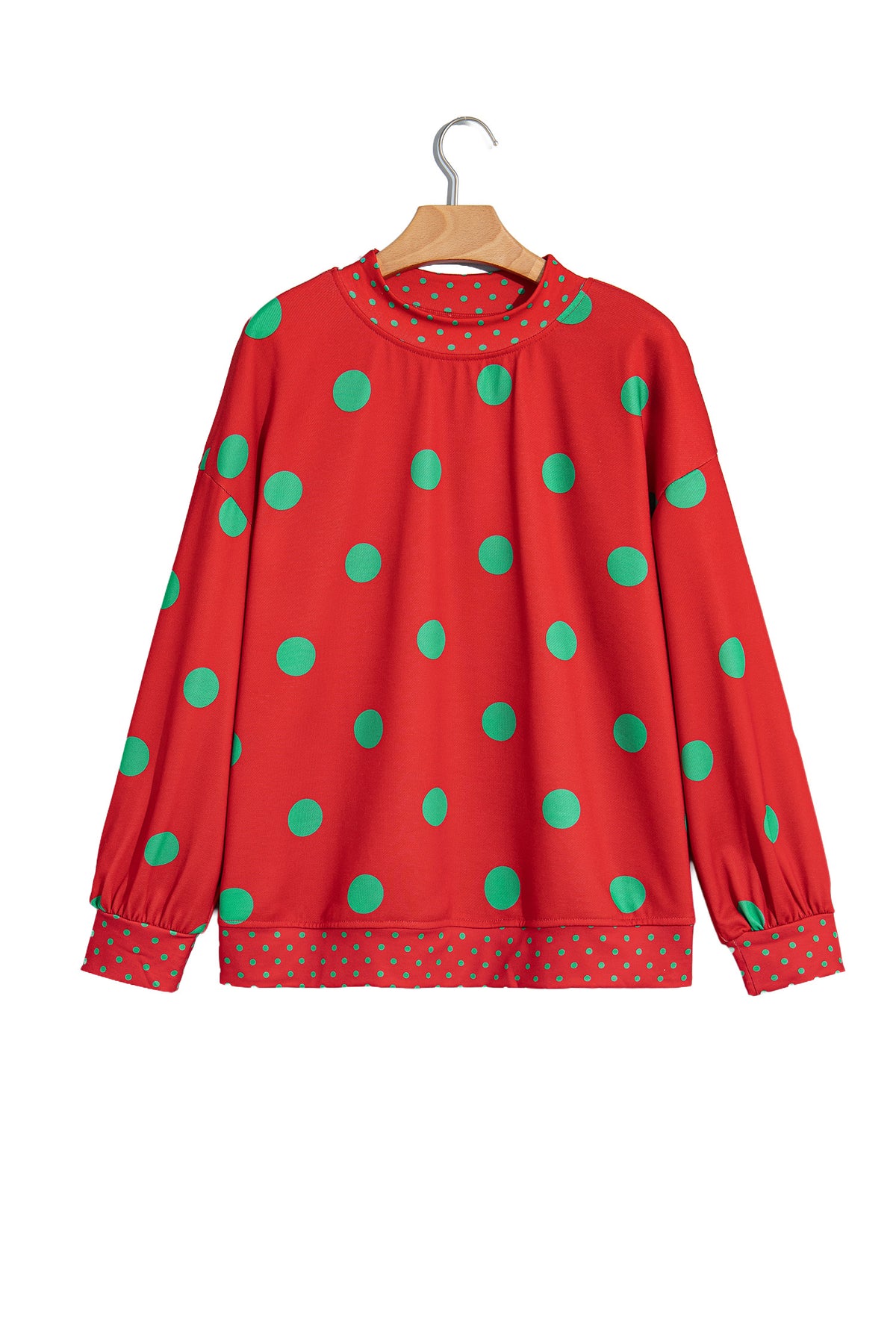 Pink Polka Dot Print Contrast Detail Oversized Tunic Sweatshirt-Tops/Sweatshirts & Hoodies-[Adult]-[Female]-2022 Online Blue Zone Planet