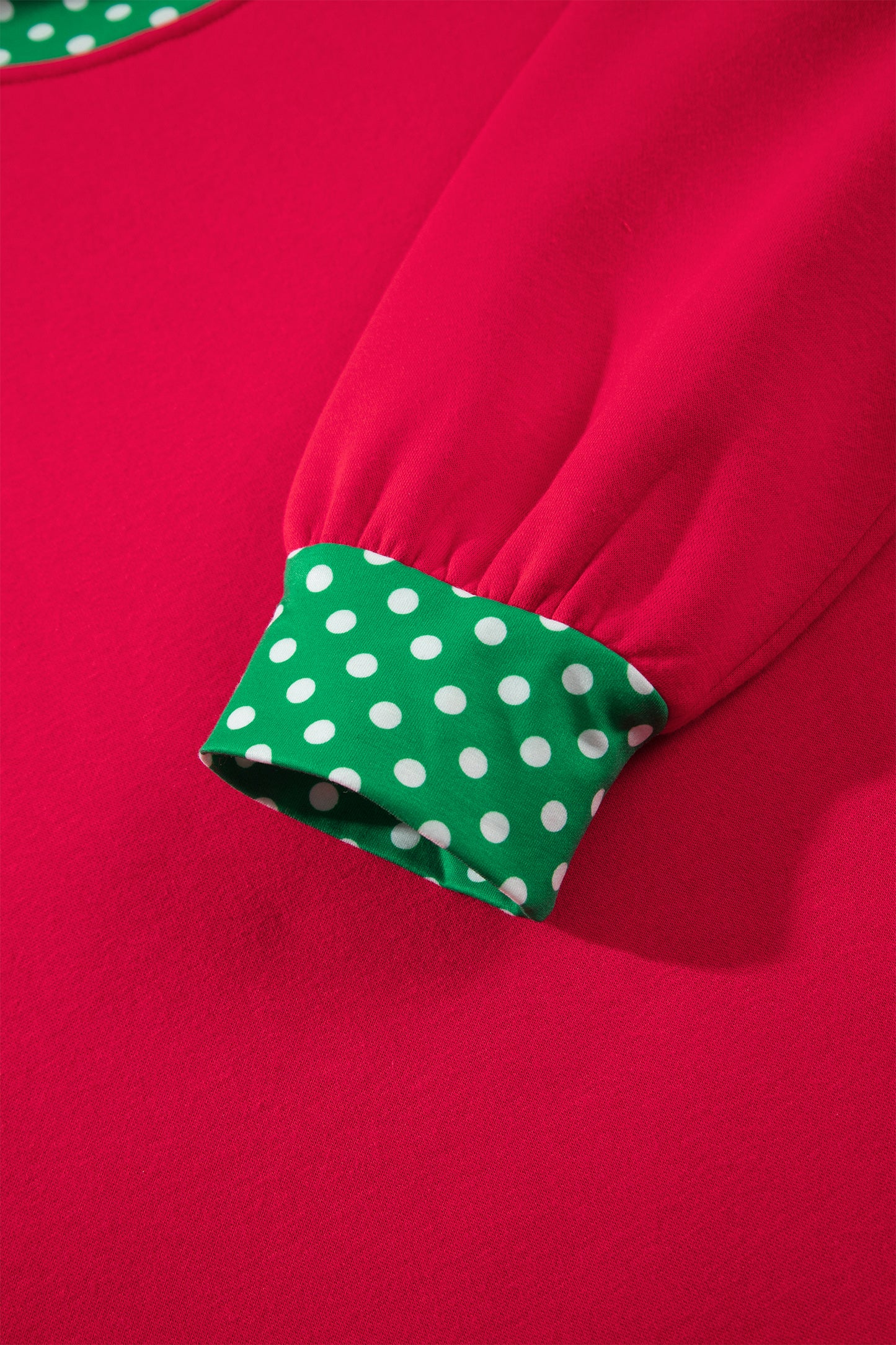 Racing Red Colorblock Polka Dot Contrast Trim Oversized Sweatshirt-Tops/Sweatshirts & Hoodies-[Adult]-[Female]-2022 Online Blue Zone Planet