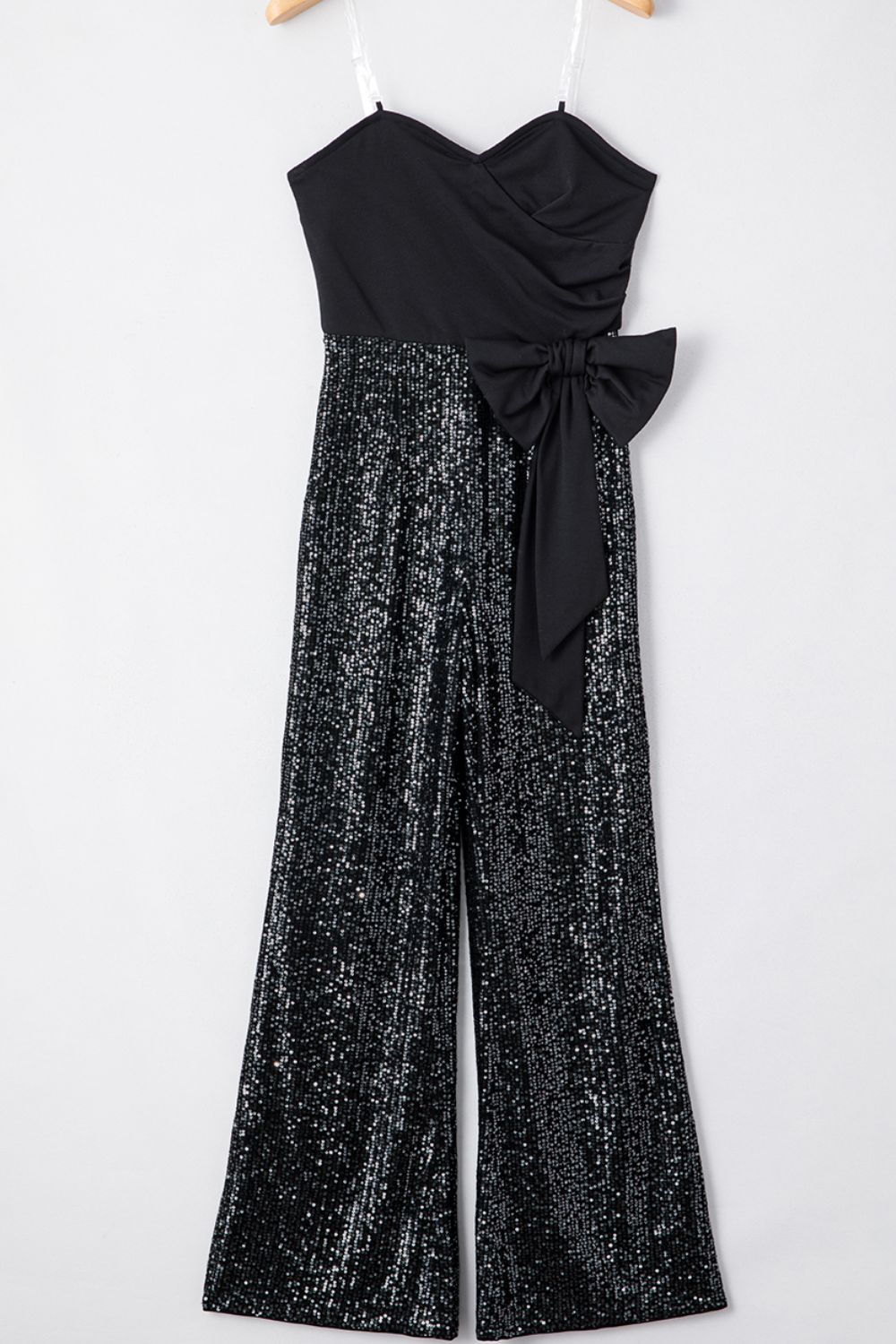 Blue Zone Planet | Bow Sequin Wide Leg Jumpsuit-TOPS / DRESSES-[Adult]-[Female]-2022 Online Blue Zone Planet