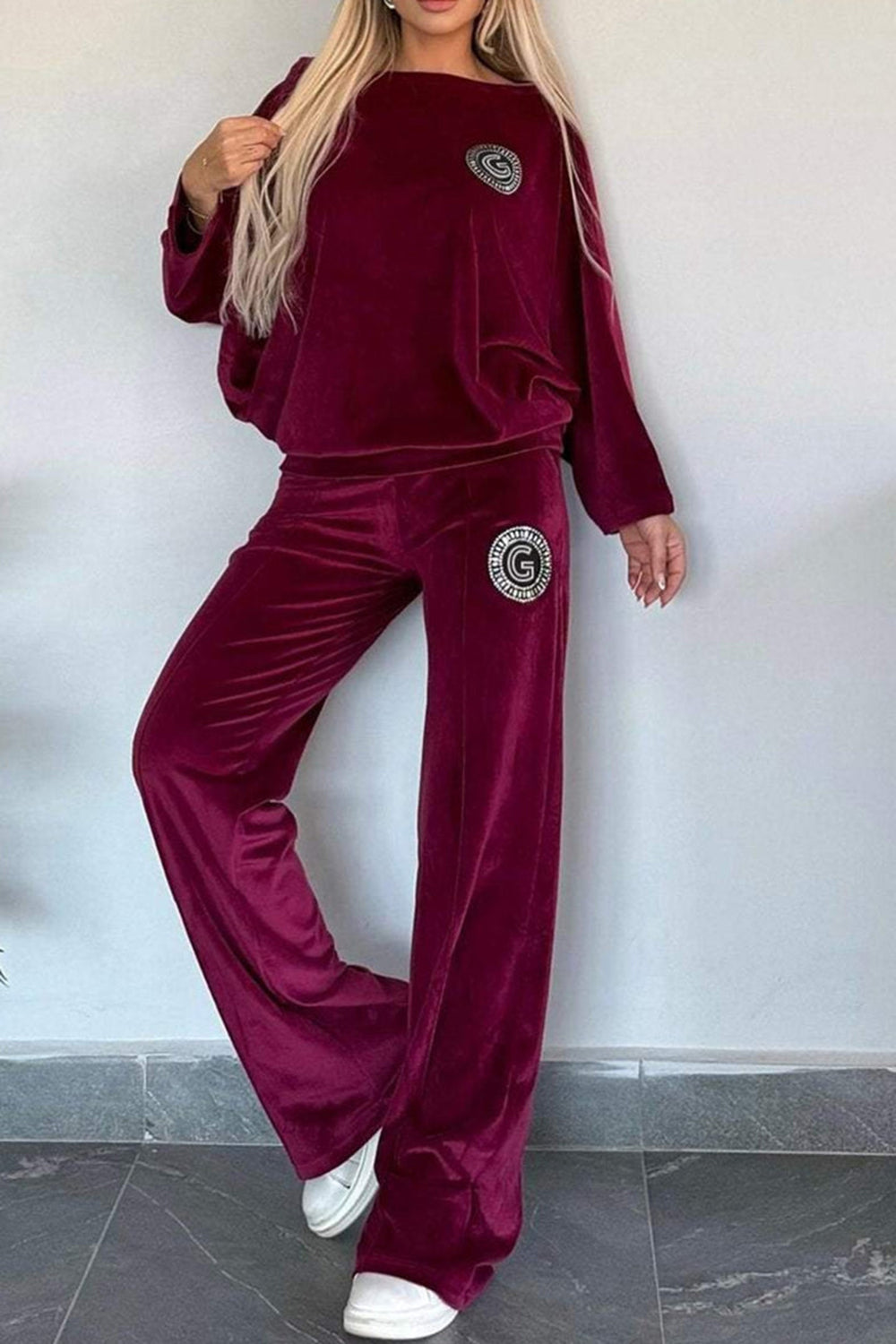 Full Size Boat Neck Long Sleeve Top and Pants Set-TOPS / DRESSES-[Adult]-[Female]-Plum Purple-S-2022 Online Blue Zone Planet