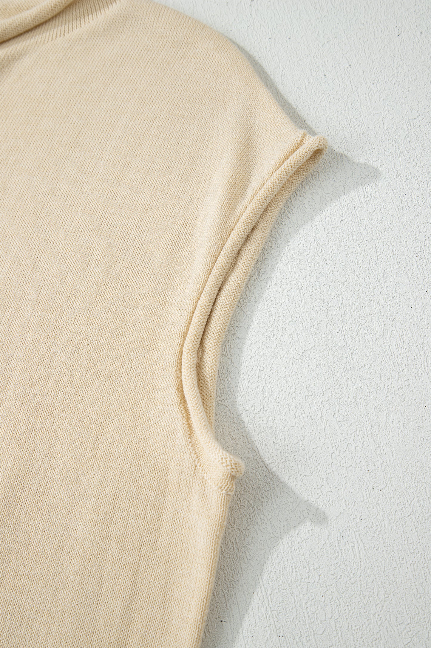 Apricot Buttoned Front Rolled Hem Cap Sleeve Sweater Top-TOPS / DRESSES-[Adult]-[Female]-2022 Online Blue Zone Planet