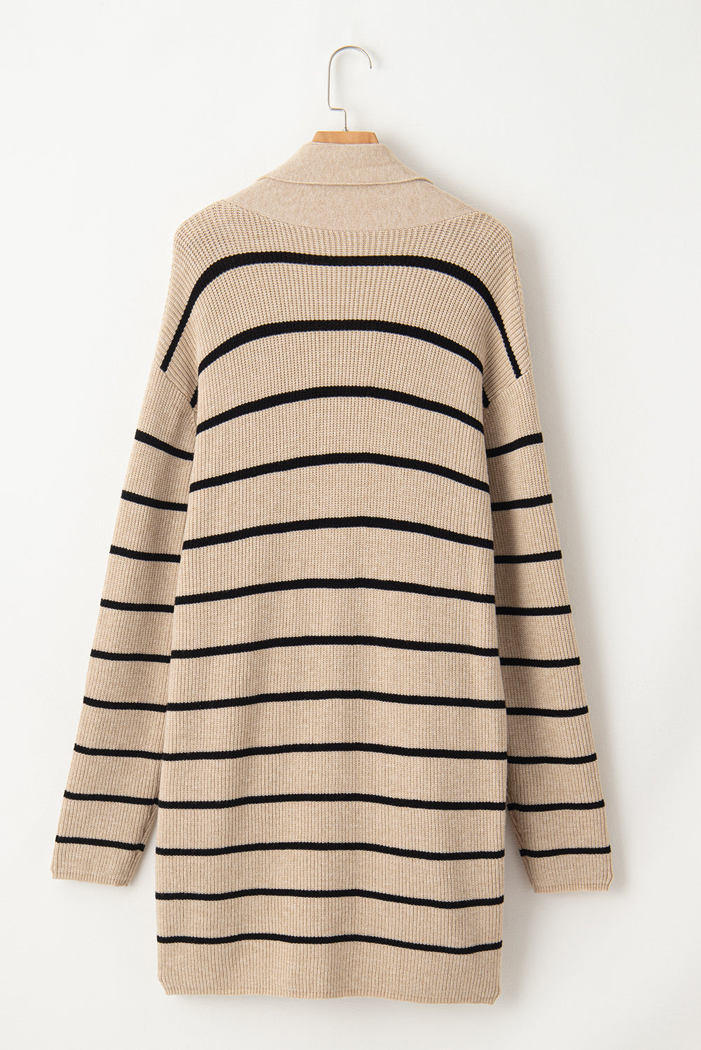 Blue Zone Planet | Black Stripe Side Pockets Open Front Cardigan-Cardigans-[Adult]-[Female]-2022 Online Blue Zone Planet