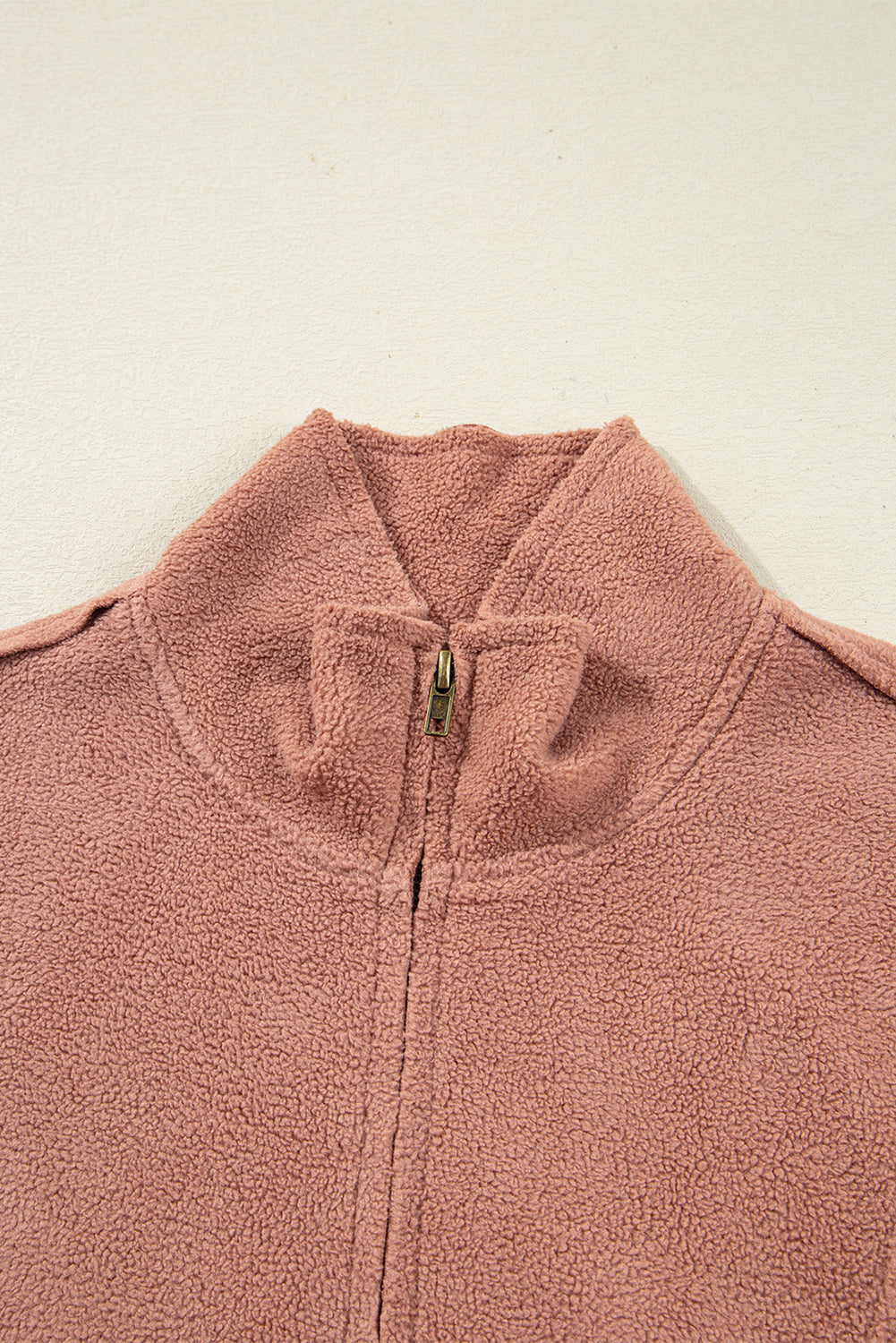 Camel Exposed Seam Side Pockets Half Zipper Baggy Sweatshirt-Tops/Sweatshirts & Hoodies-[Adult]-[Female]-2022 Online Blue Zone Planet