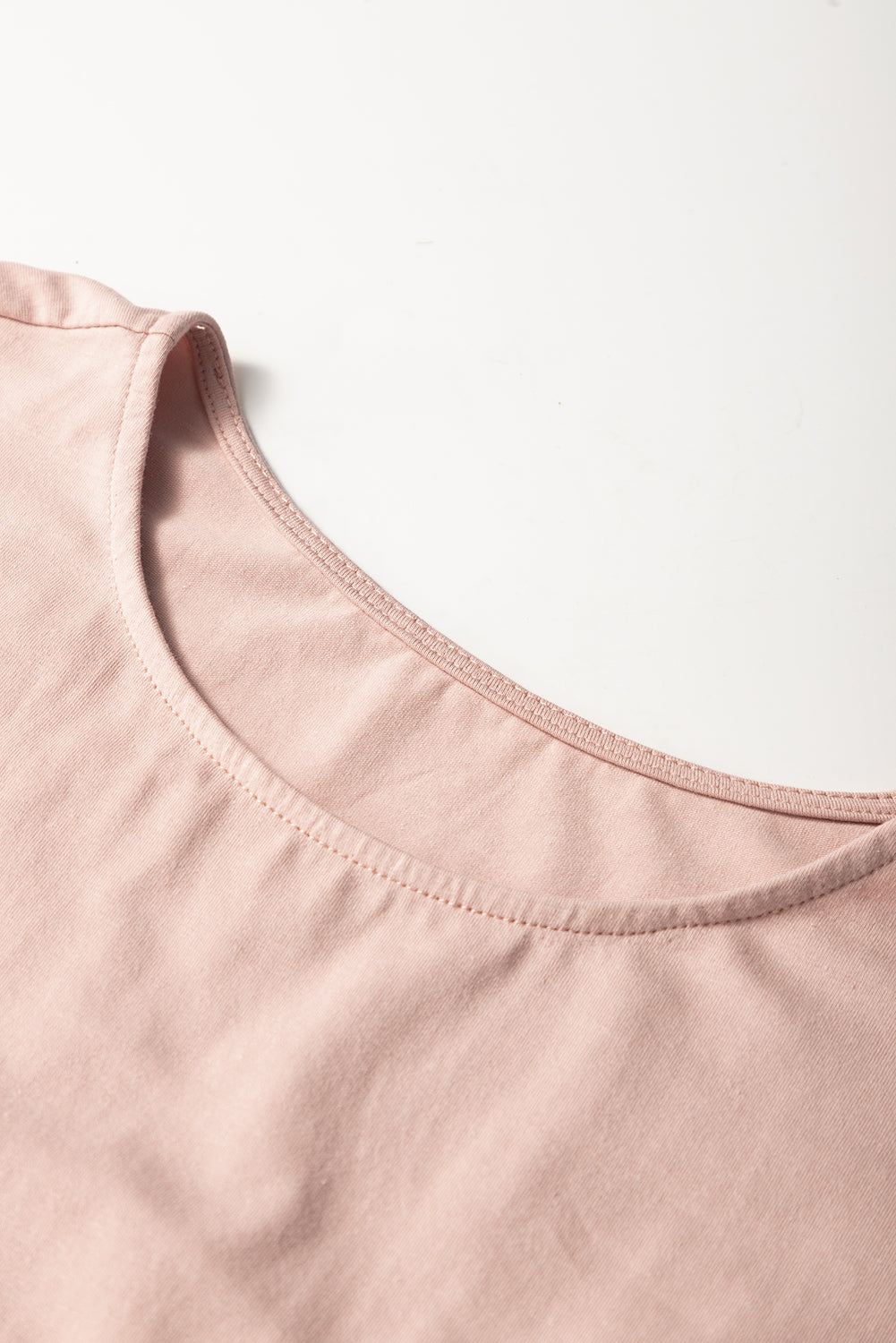 Oatmeal Frilled Trim Crew Neck Loose Fit Mini Dress-TOPS / DRESSES-[Adult]-[Female]-2022 Online Blue Zone Planet