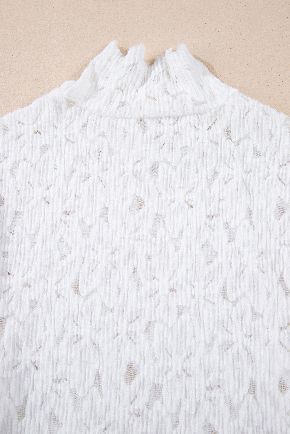 Blue Zone Planet | White Flower Lace See Through Mock Neck Long Sleeve Top-Tops/Long Sleeve Tops-[Adult]-[Female]-2022 Online Blue Zone Planet