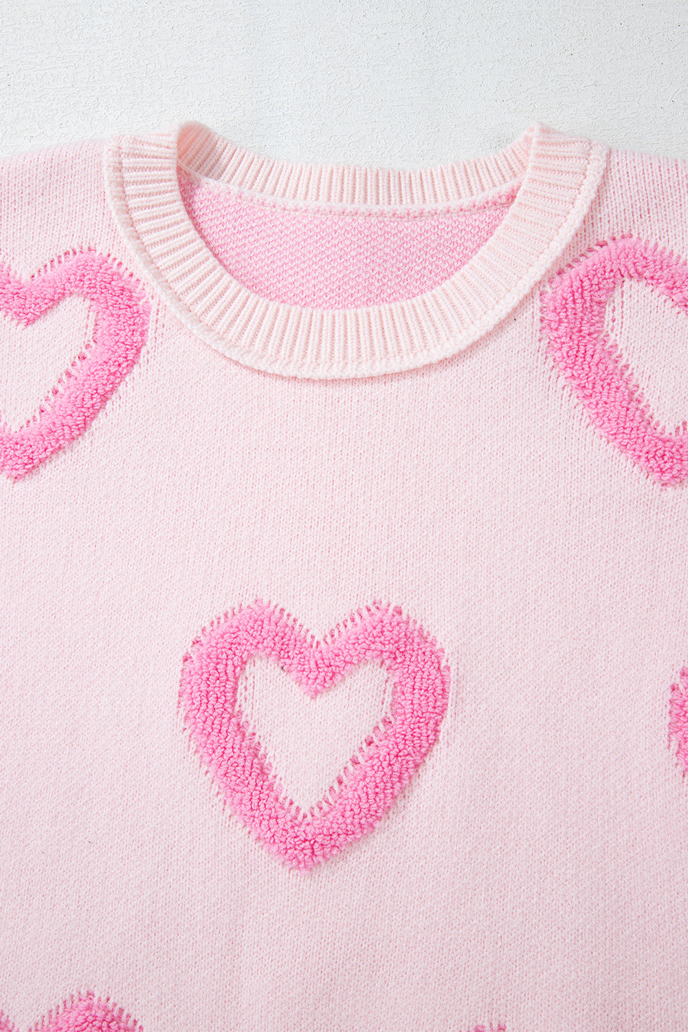 Blue Zone Planet | Pink Heart Shape Bubble Sleeve Baggy Sweater-Sweaters-[Adult]-[Female]-2022 Online Blue Zone Planet